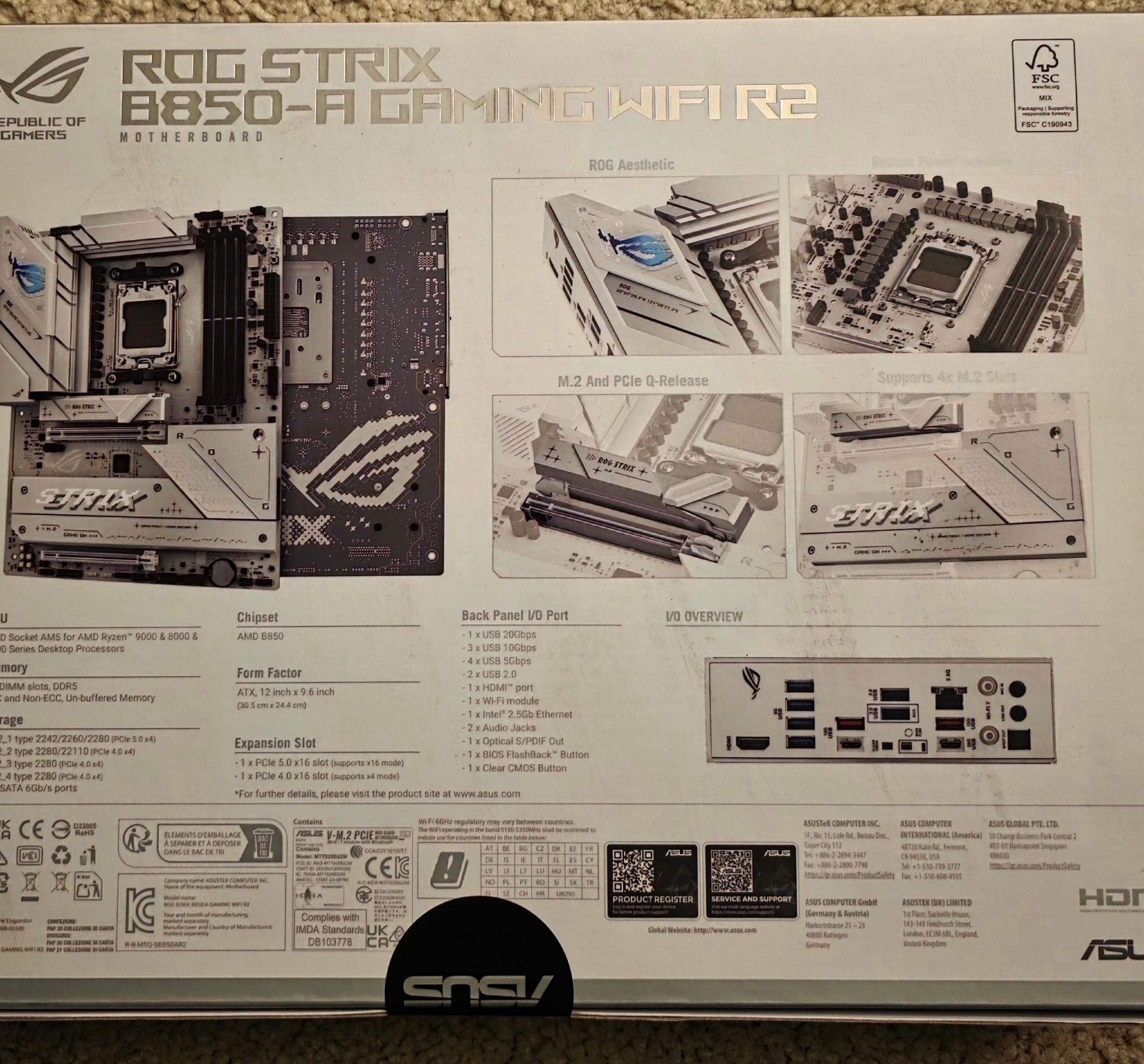 ASUS ROG STRIX B850-A GAMING WIFI R2 AM5 ATX Motherboard Brand New Sealed