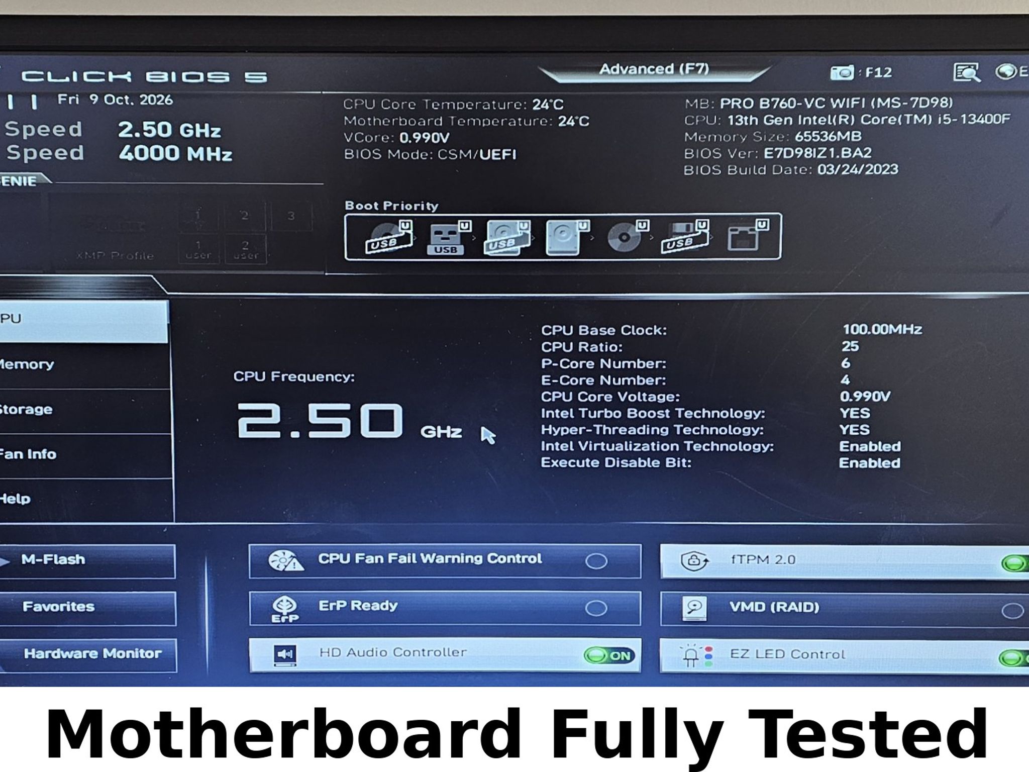 MSI PRO B760-VC WIFI LGA1700 DDR5 ATX Motherboard