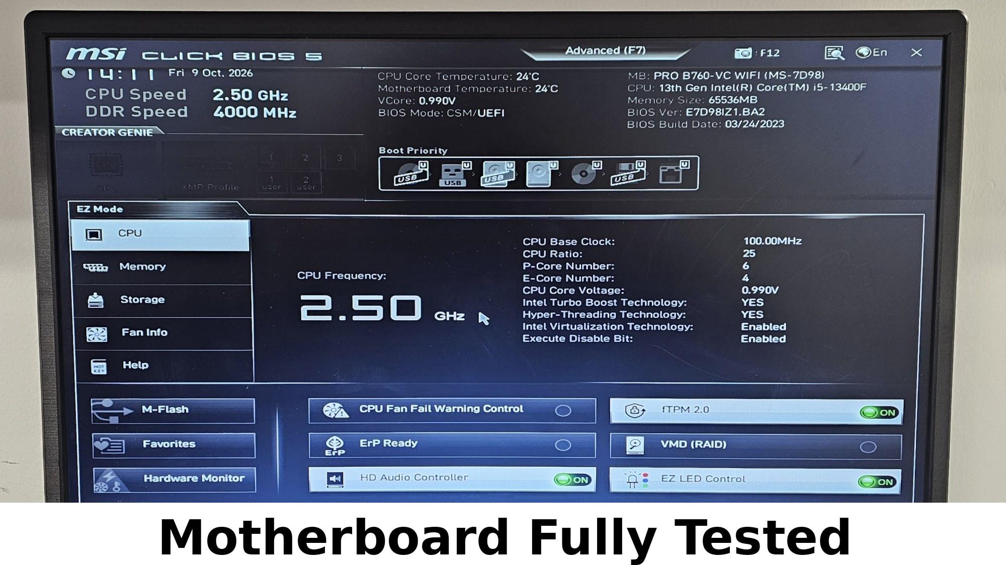 MSI PRO B760-VC WIFI LGA1700 DDR5 ATX Motherboard