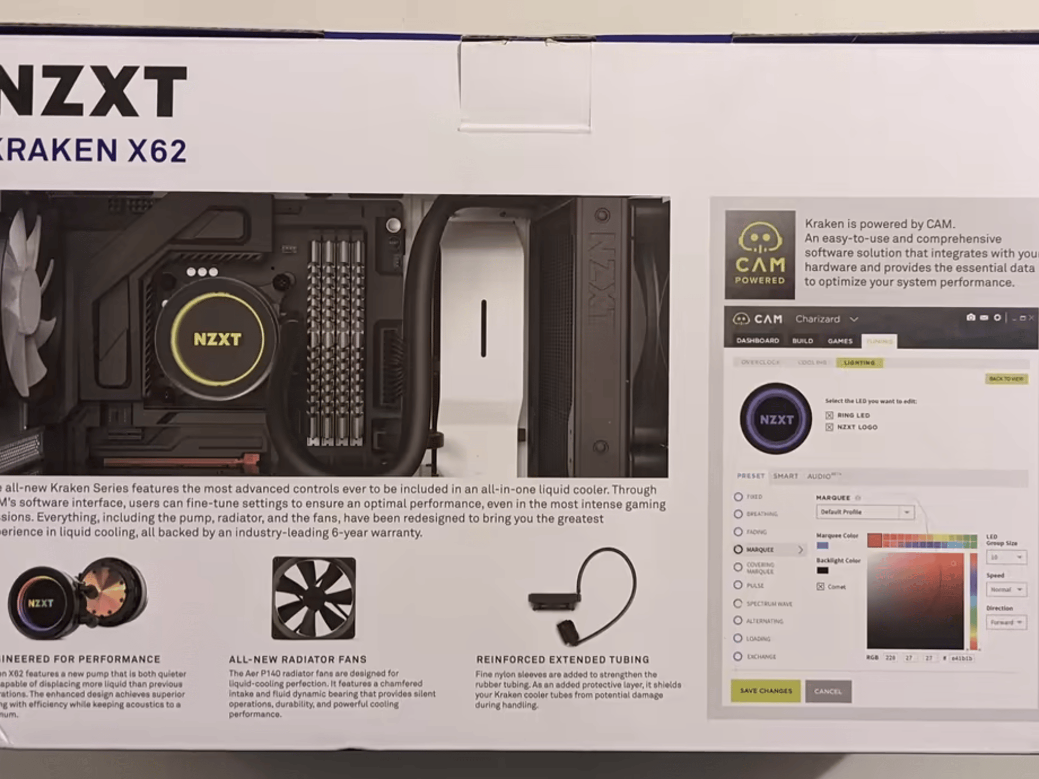 NZXT Kraken X62 280mm -RL-KRX62-02 -AIO RGB CPU Liquid Cooler -Infinity Mirror Design -Aer P140mm