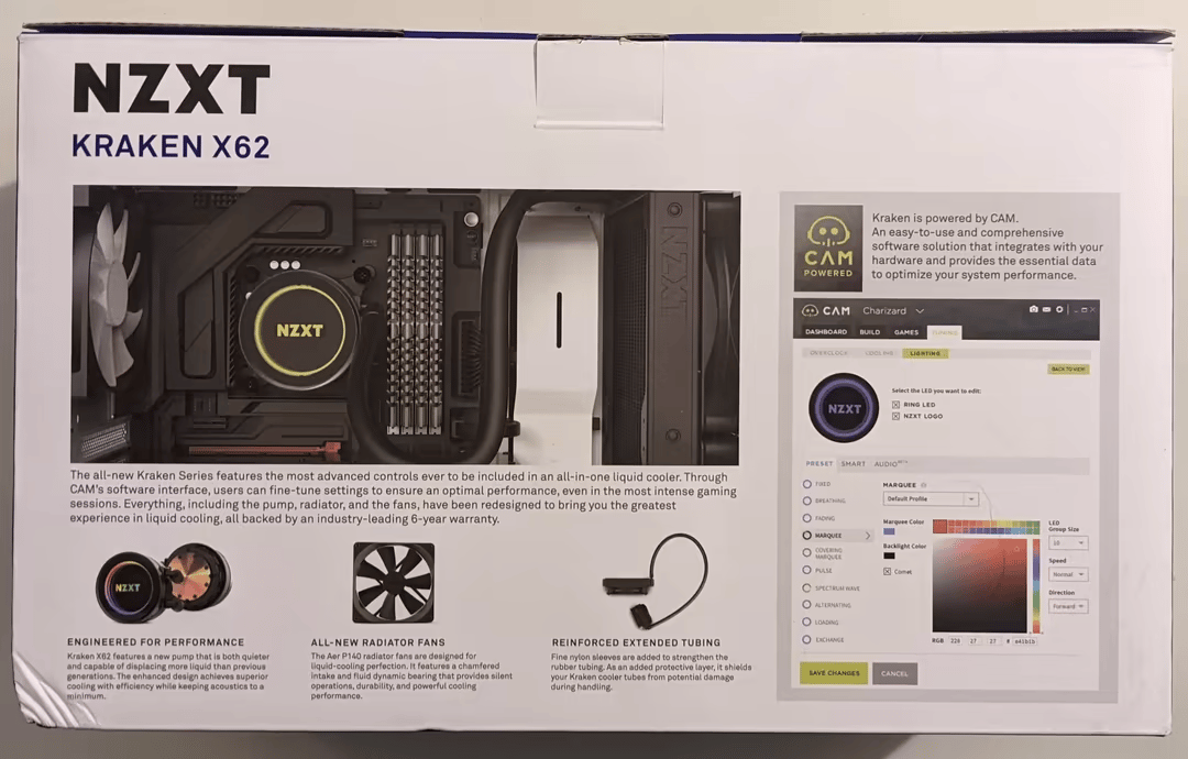 NZXT Kraken X62 280mm -RL-KRX62-02 -AIO RGB CPU Liquid Cooler -Infinity Mirror Design -Aer P140mm