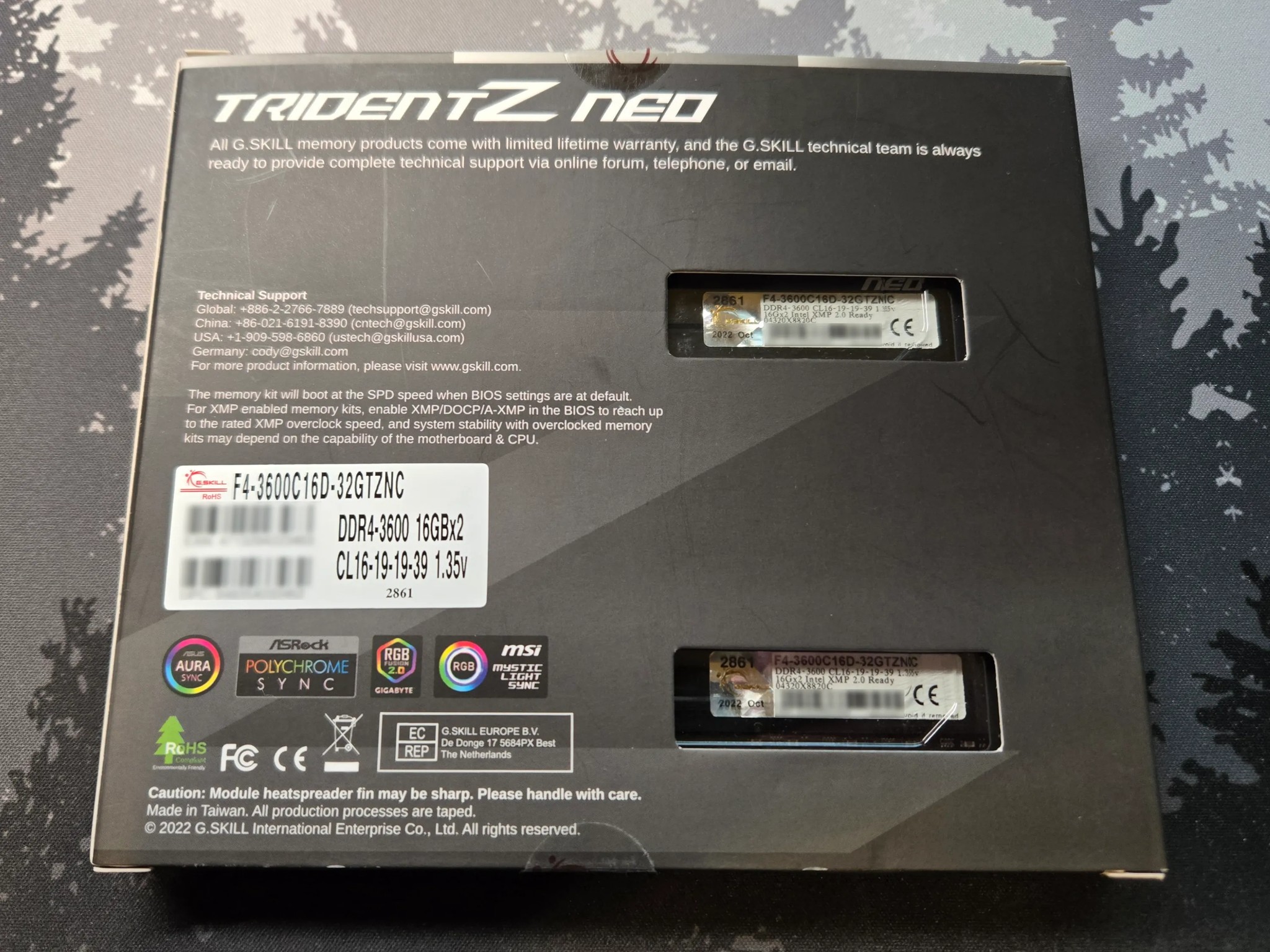 G.Skill Trident Z Neo 32 GB (2 x 16 GB) (DDR4-3600 CL16)