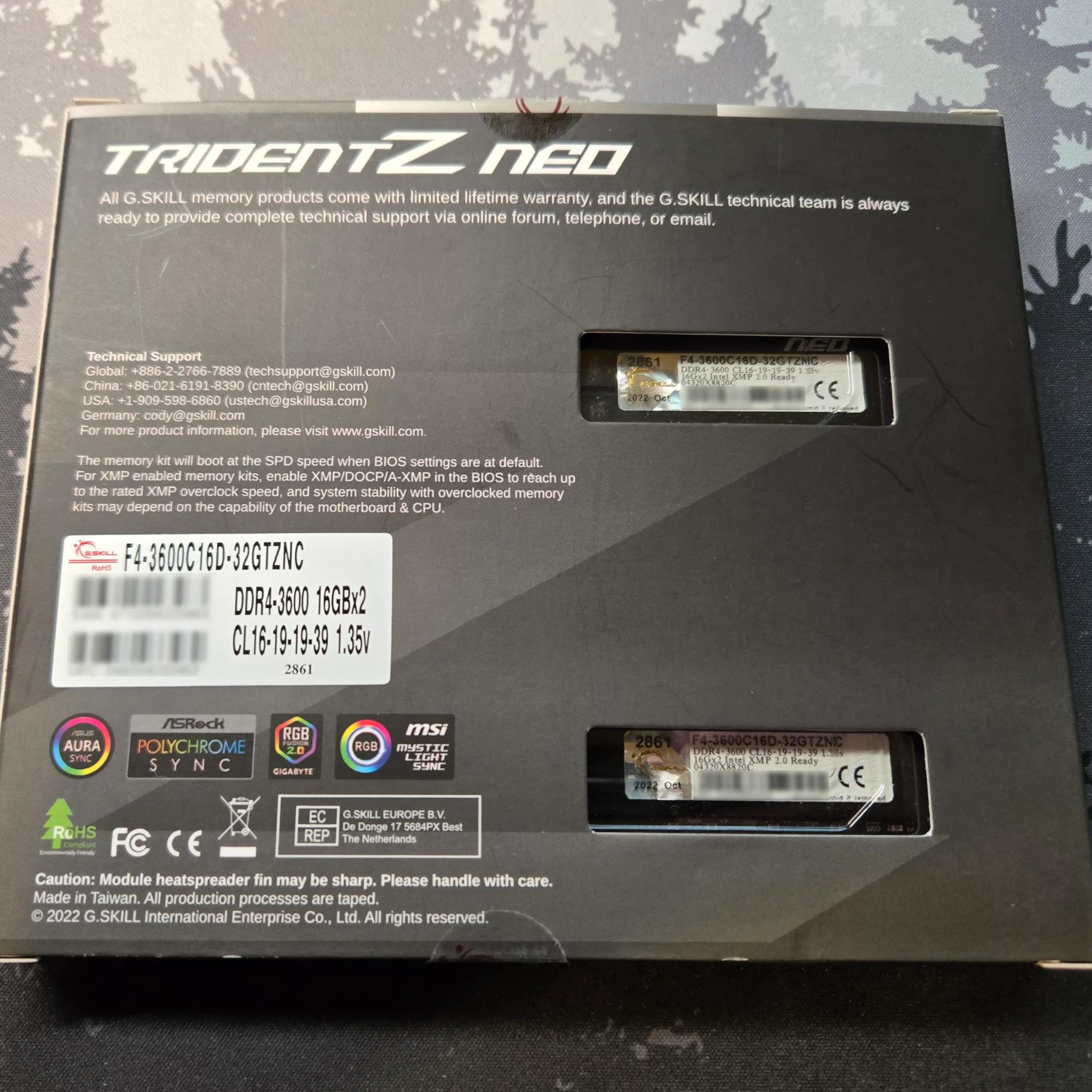 G.Skill Trident Z Neo 32 GB (2 x 16 GB) (DDR4-3600 CL16)
