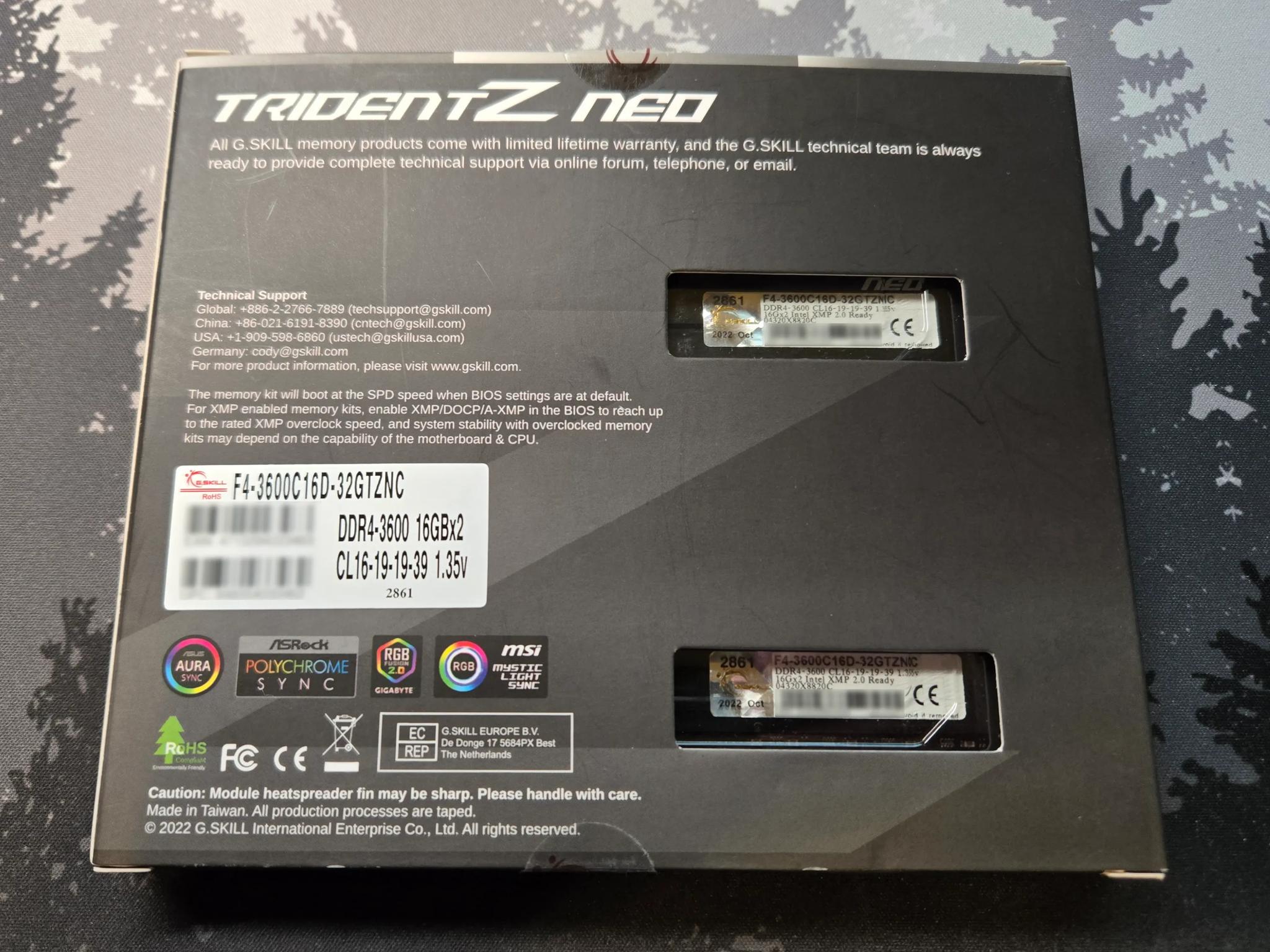 G.Skill Trident Z Neo 32 GB (2 x 16 GB) (DDR4-3600 CL16)