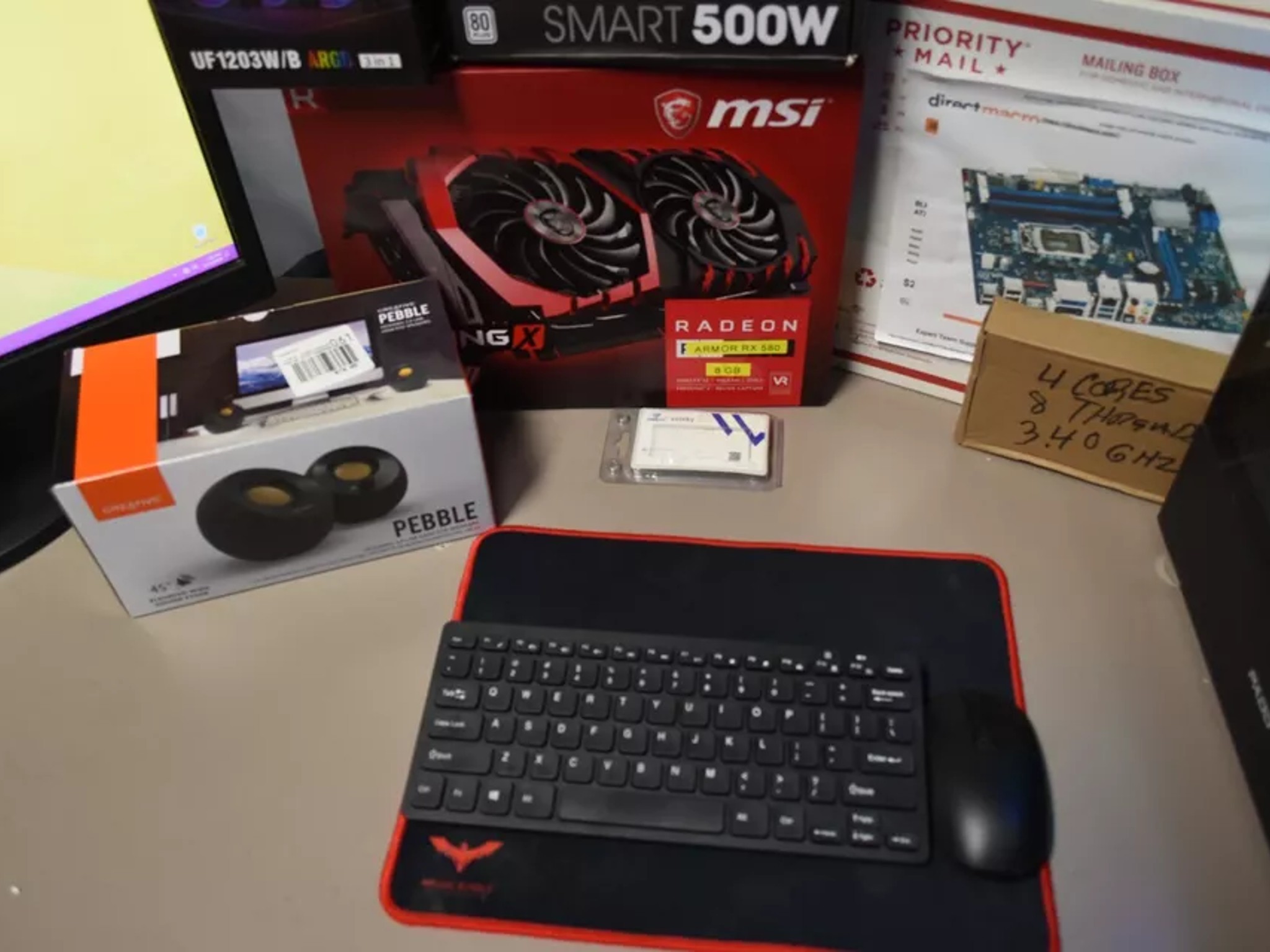 GAMING PC INTEL i7 3770 rx580 8 gb 24gb ram 500 WT PSU BUILT IN WIFI & BLUETOOH 512gbm.2 500gb HHd