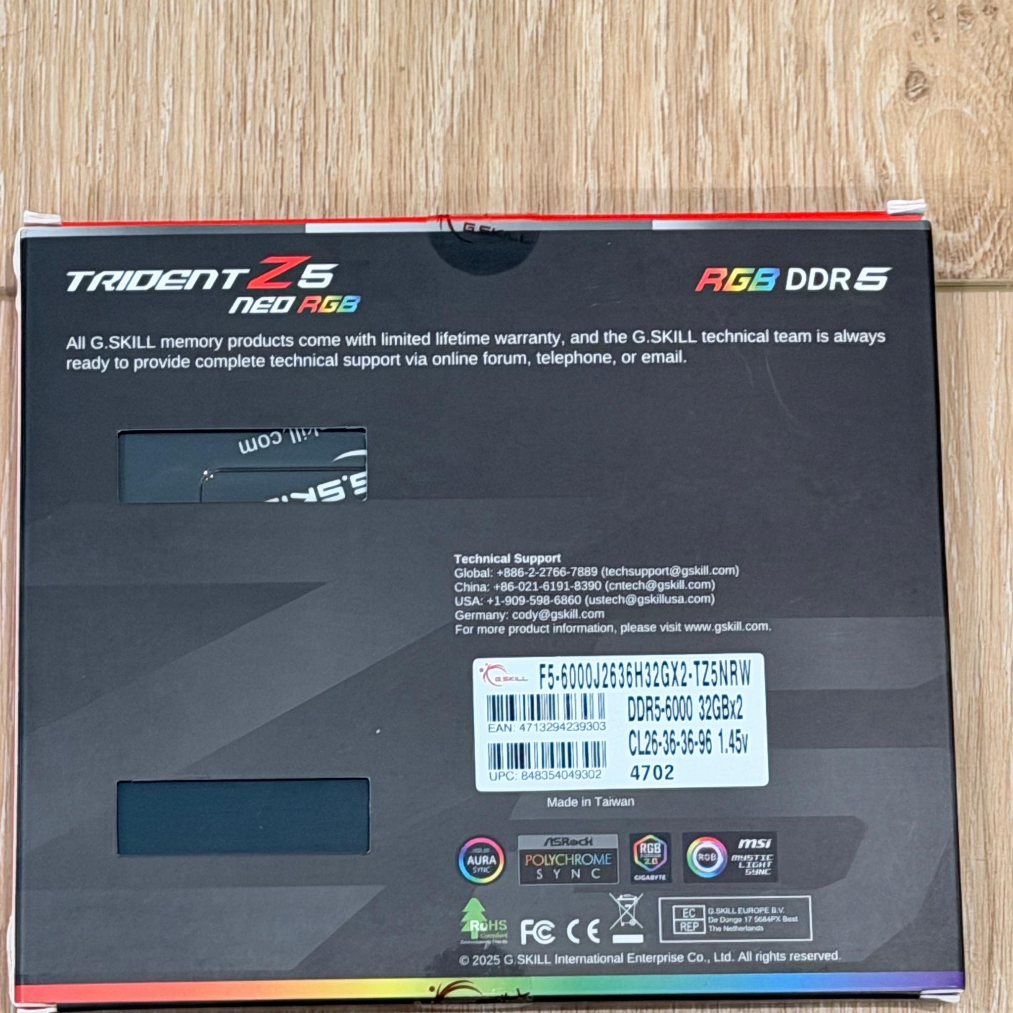 G.Skill Trident Z5 Neo RGB 64GB DDR5-6000 CL26 (2x32GB)