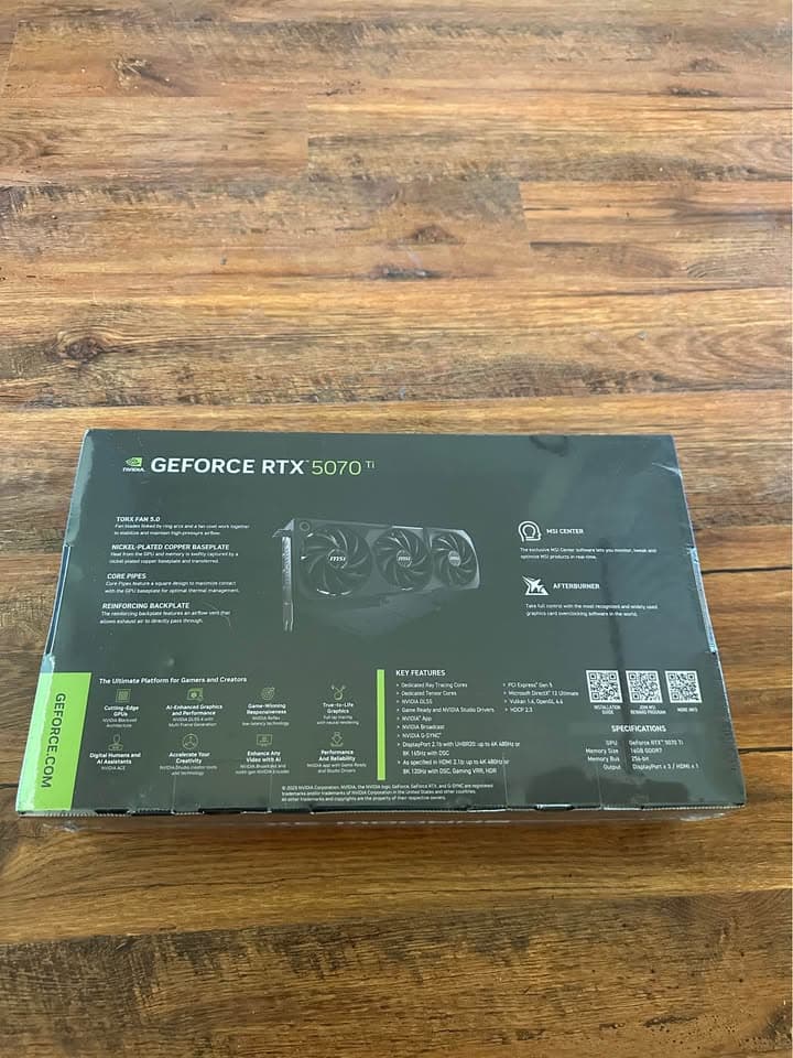 BNIB MSI RTX 5070 Ti 16G SHADOW 3X OC