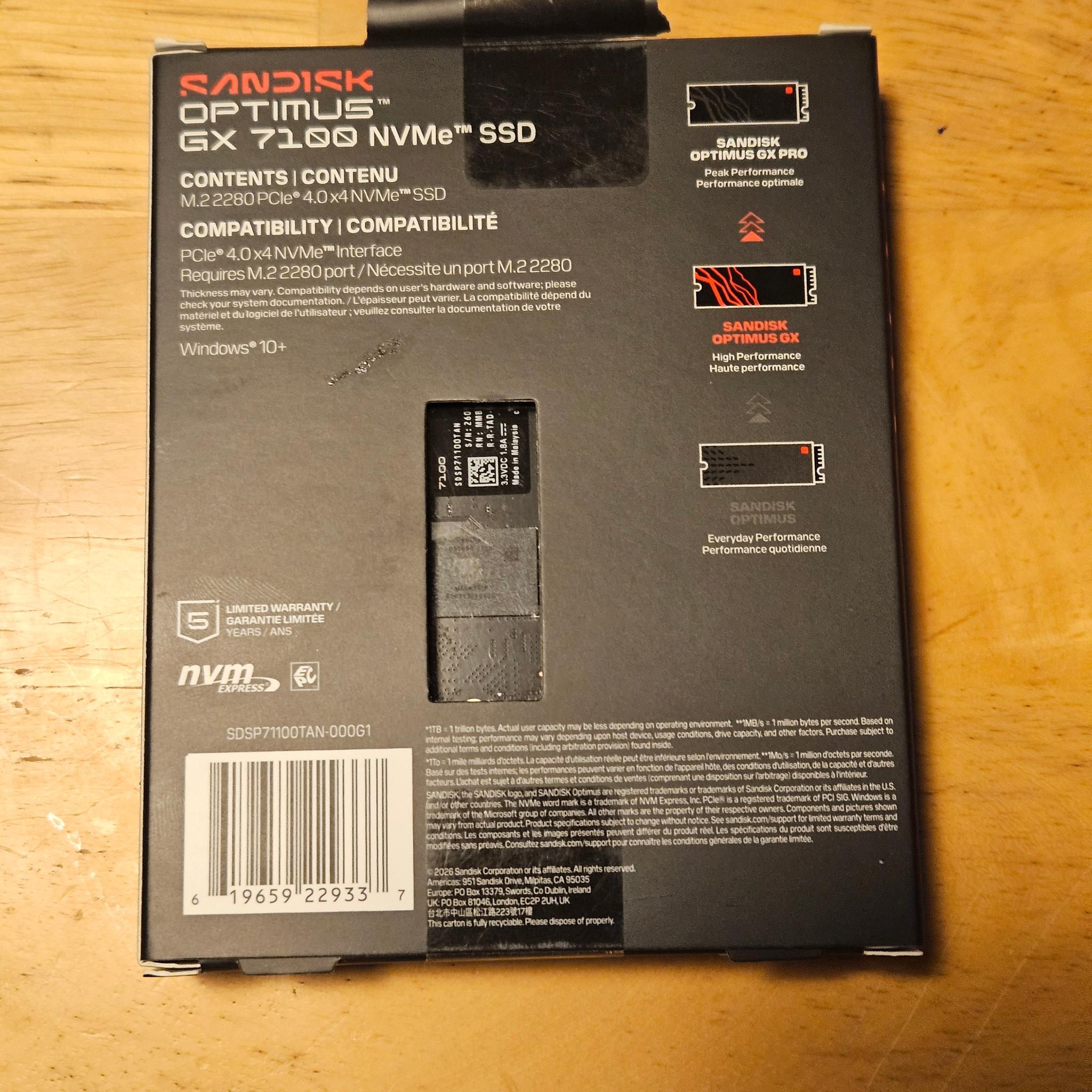Sandisk Optimus GX 1TB NVME SSD