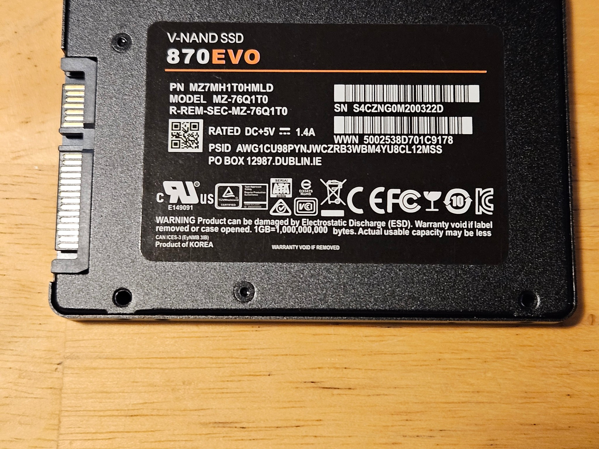 870 EVO 1TB sata ssd