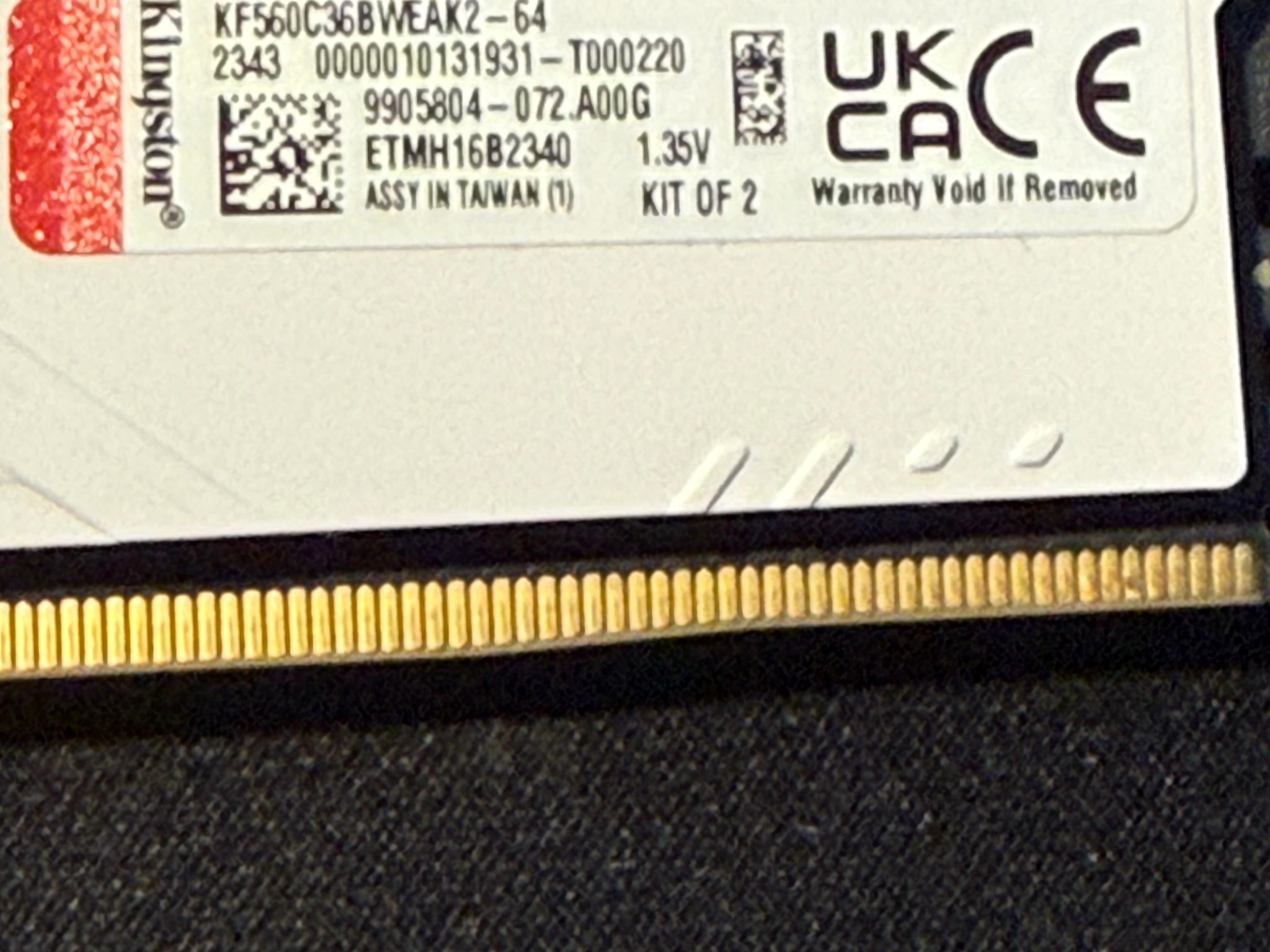 Kingston FURY Beast 64GB (2x 32GB) DDR5 RGB Desktop Memory, 6000MT/s cl 36