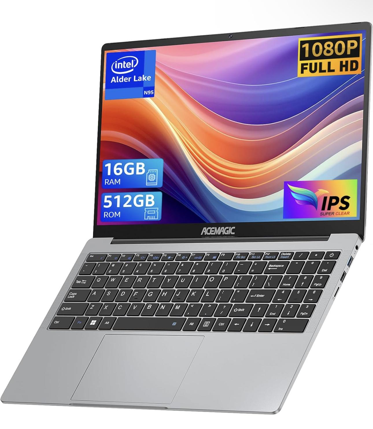 Laptop 15.6 FHD 16GB DDR4 512GB SSD, Intel Quad-Core 12th Alder Lake N95(Up to 3.4GHz)