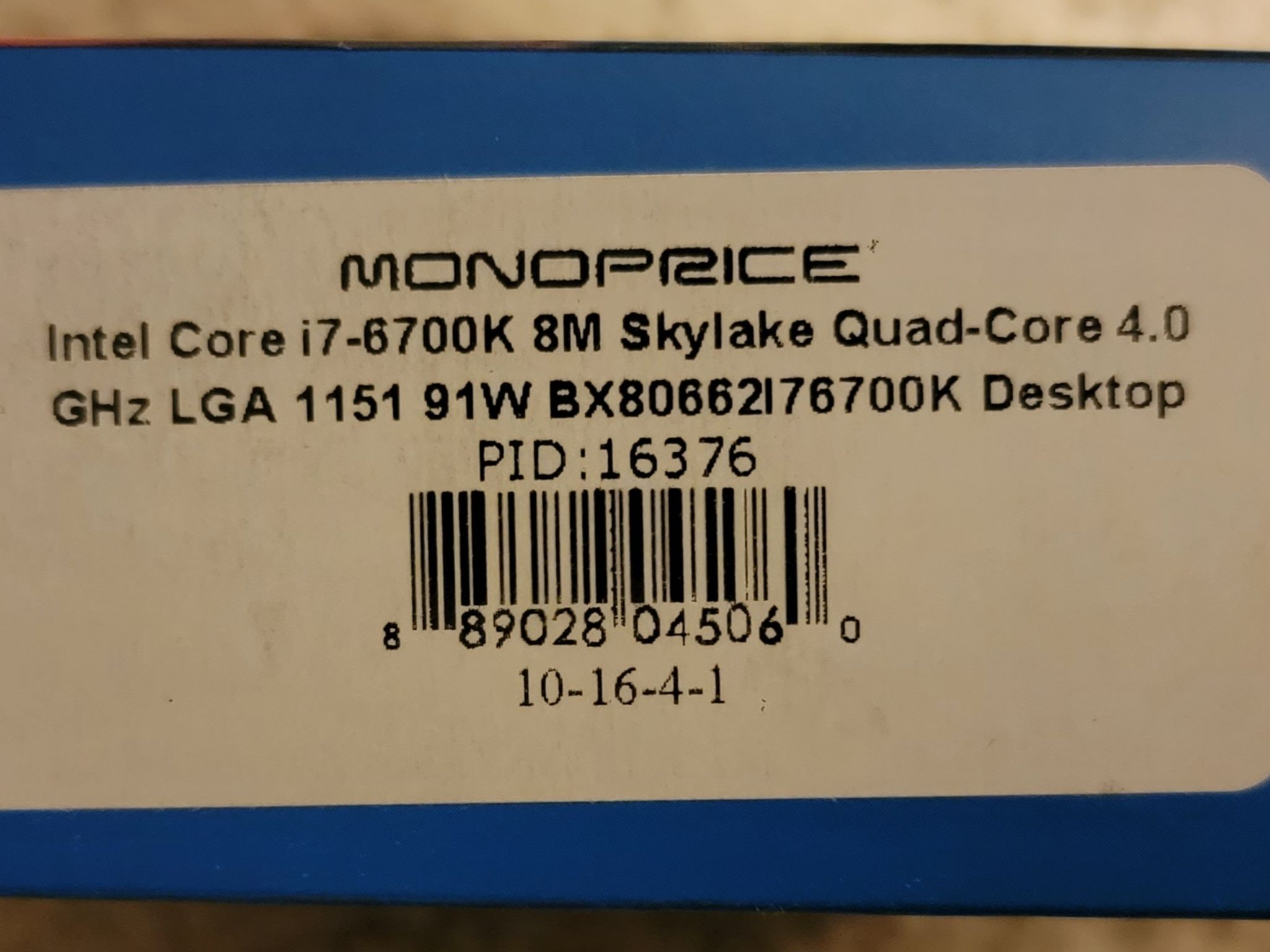 Intel Core i7-6700K LGA 1151 Quad-Core Processor With Original Box