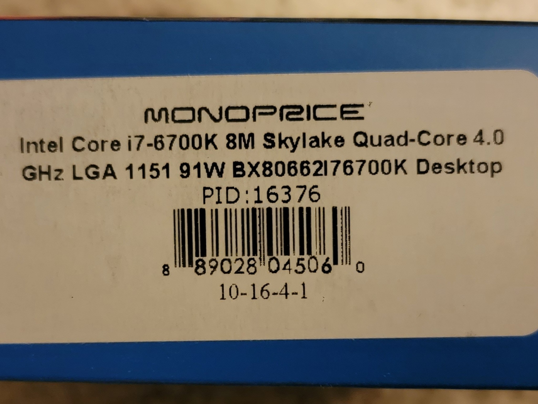 Intel Core i7-6700K LGA 1151 Quad-Core Processor With Original Box