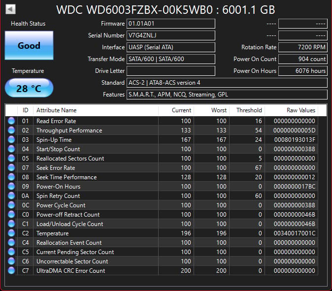 WD_BLACK 6TB GAMING HD 7200RPM- USED