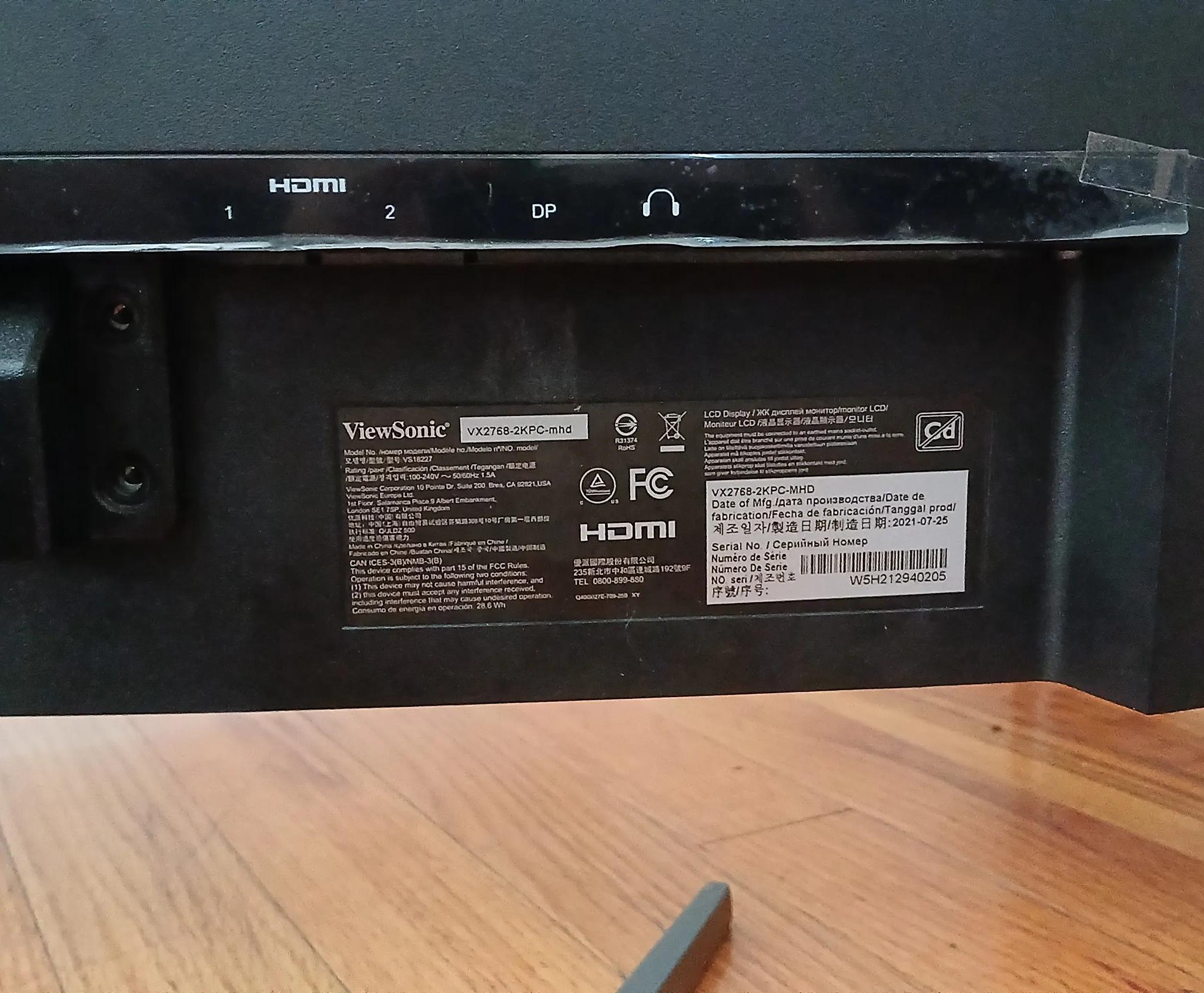 ViewSonic VX2768-2KPC-mhd 27” 1440p 144Hz Curved Monitor, VA panel [USED, GREAT WORKING CONDITION]