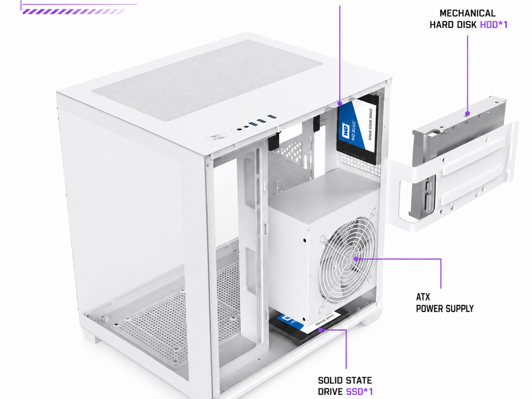 WHITE CUBEX ARGB GAMING PC MATX CASE – PANORAMIC TEMPERED GLASS