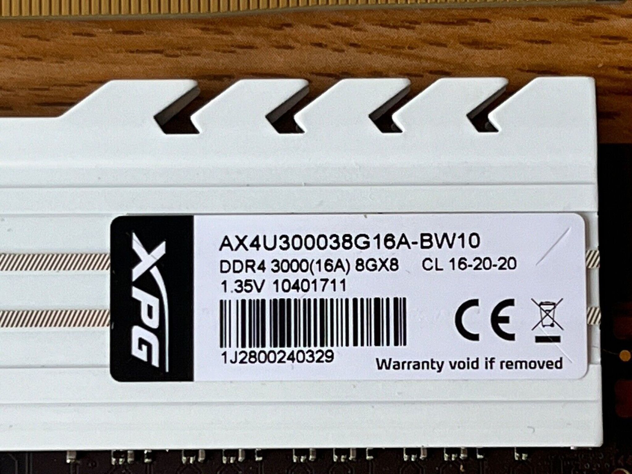 XPG 16GB (2x8GB) DDR4 3000MHz Desktop Memory