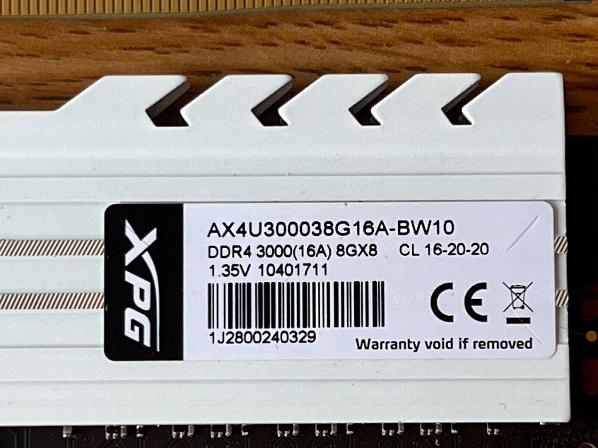 XPG 16GB (2x8GB) DDR4 3000MHz Desktop Memory