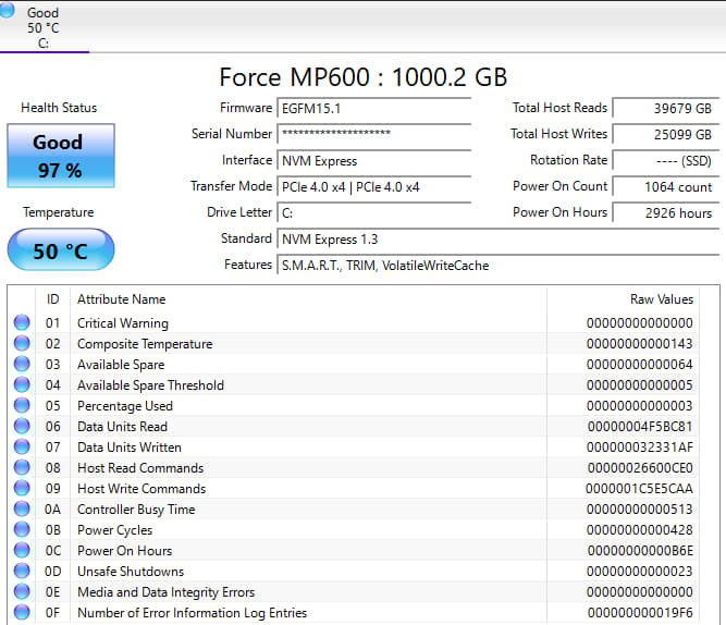 Corsair MP600 NVME SSD 1TB 97% Health (New Cheaper Price)