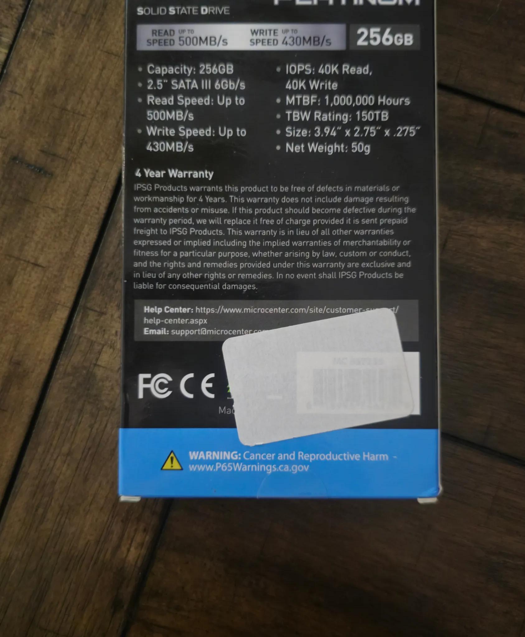 Inland Platinum 256gb sata ssd