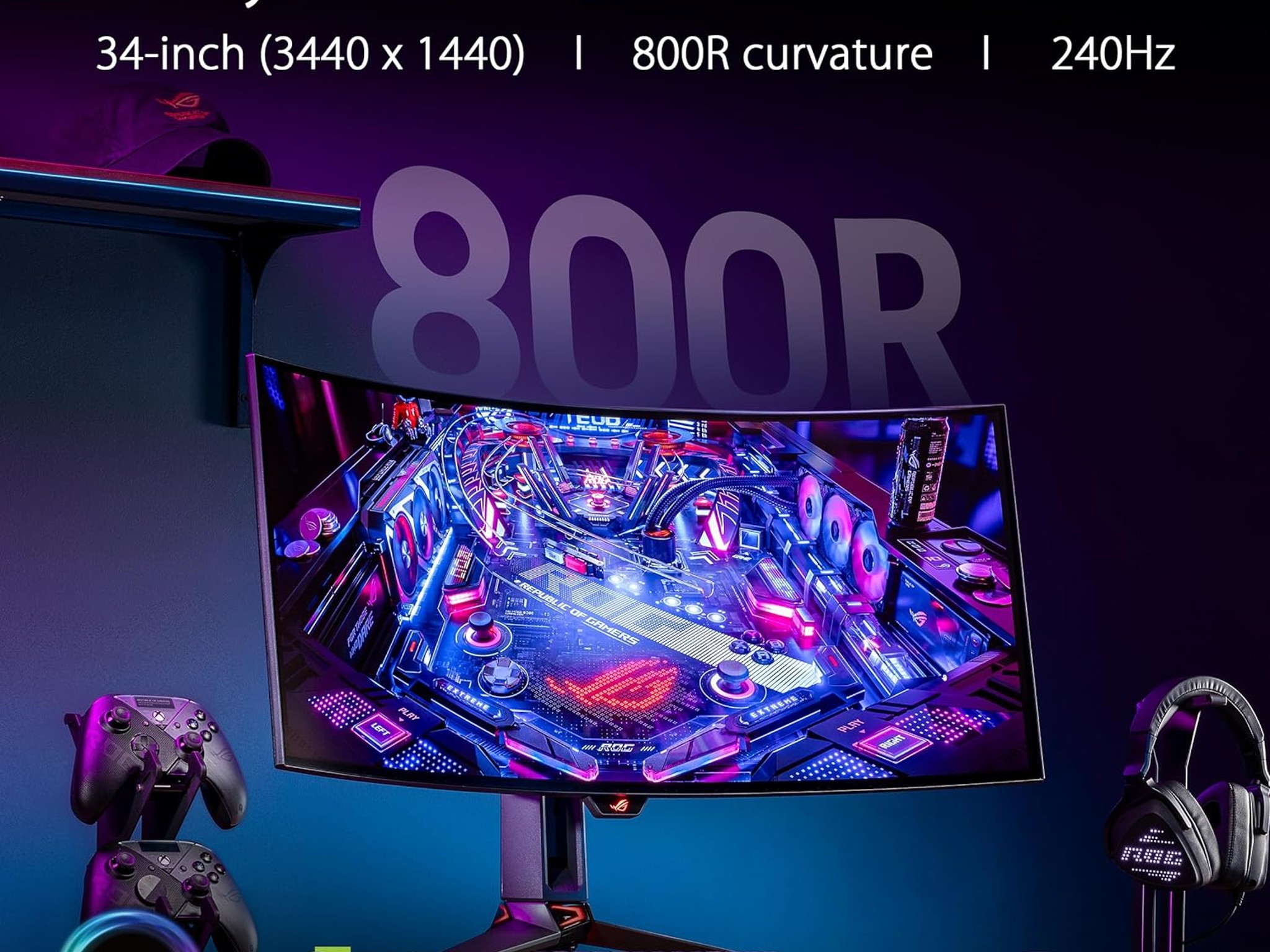 ASUS ROG Swift 34” OLED Ultrawide 800R Curved Gaming Monitor (PG34WCDM) – 21:9 (3440 x 1440), 240Hz