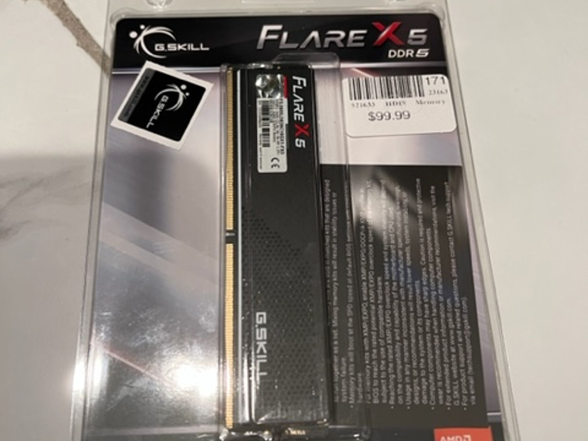 G.Skill Flare X5 16GB DDR5-5600 PC5-44800 CL36 Single Channel Desktop Memory Module F5-5600J3636C16