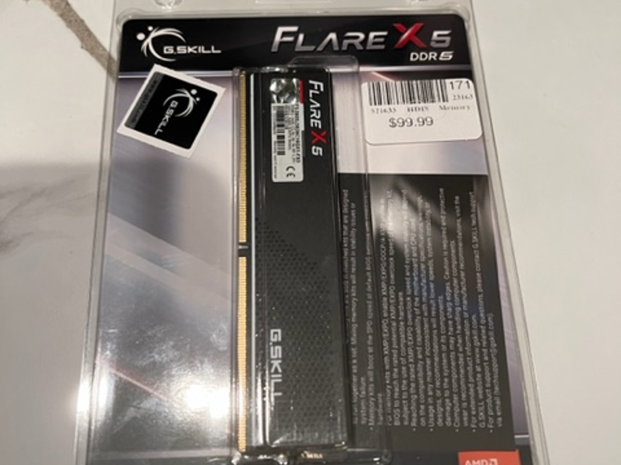 G.Skill Flare X5 16GB DDR5-5600 PC5-44800 CL36 Single Channel Desktop Memory Module F5-5600J3636C16