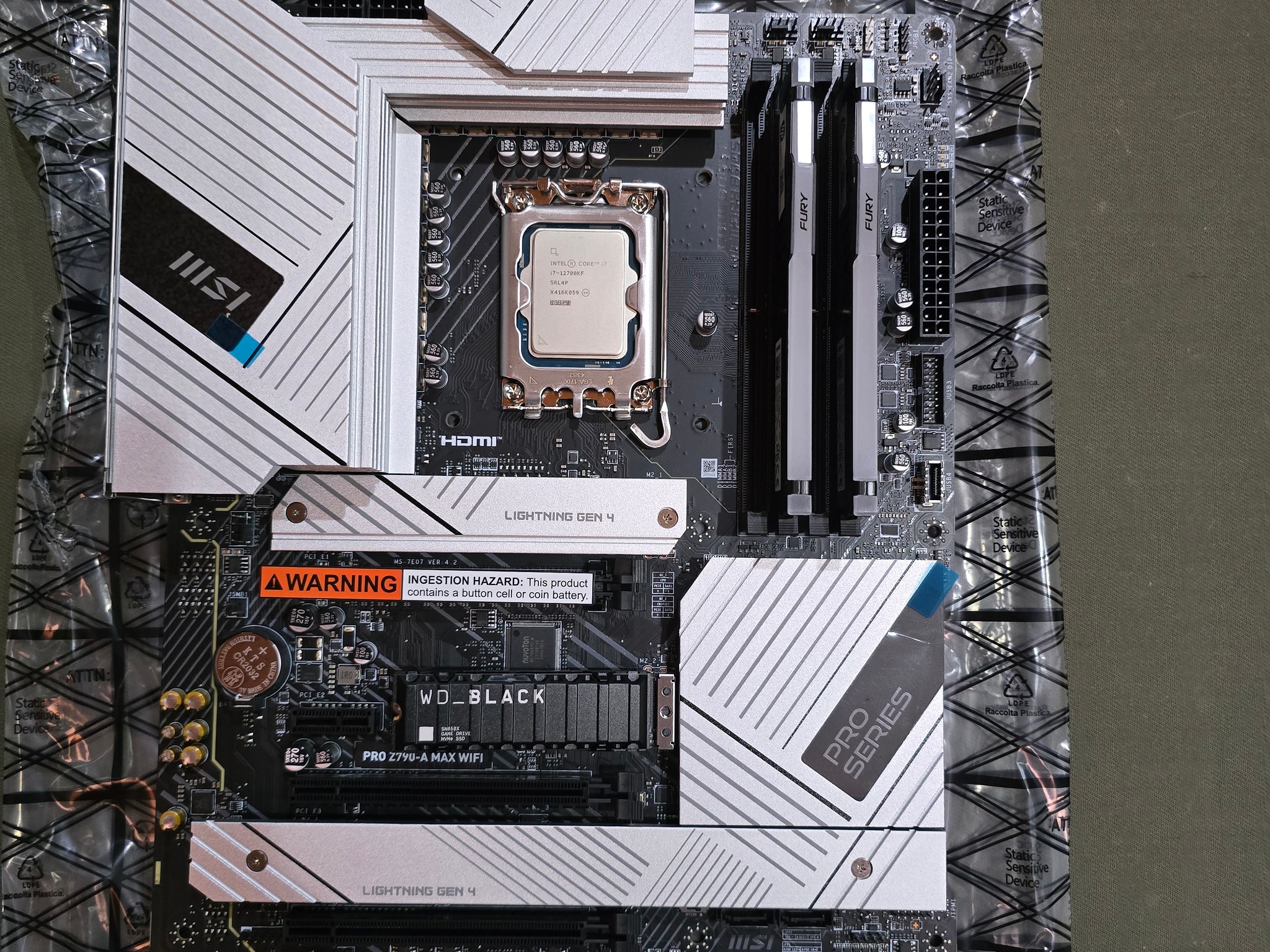 MSI Z790-A MAX WiFi Intel I7 12700KF Kingston Fury 32GB DDR5 WD SN850X 2TB SSD w/ Heatsink New