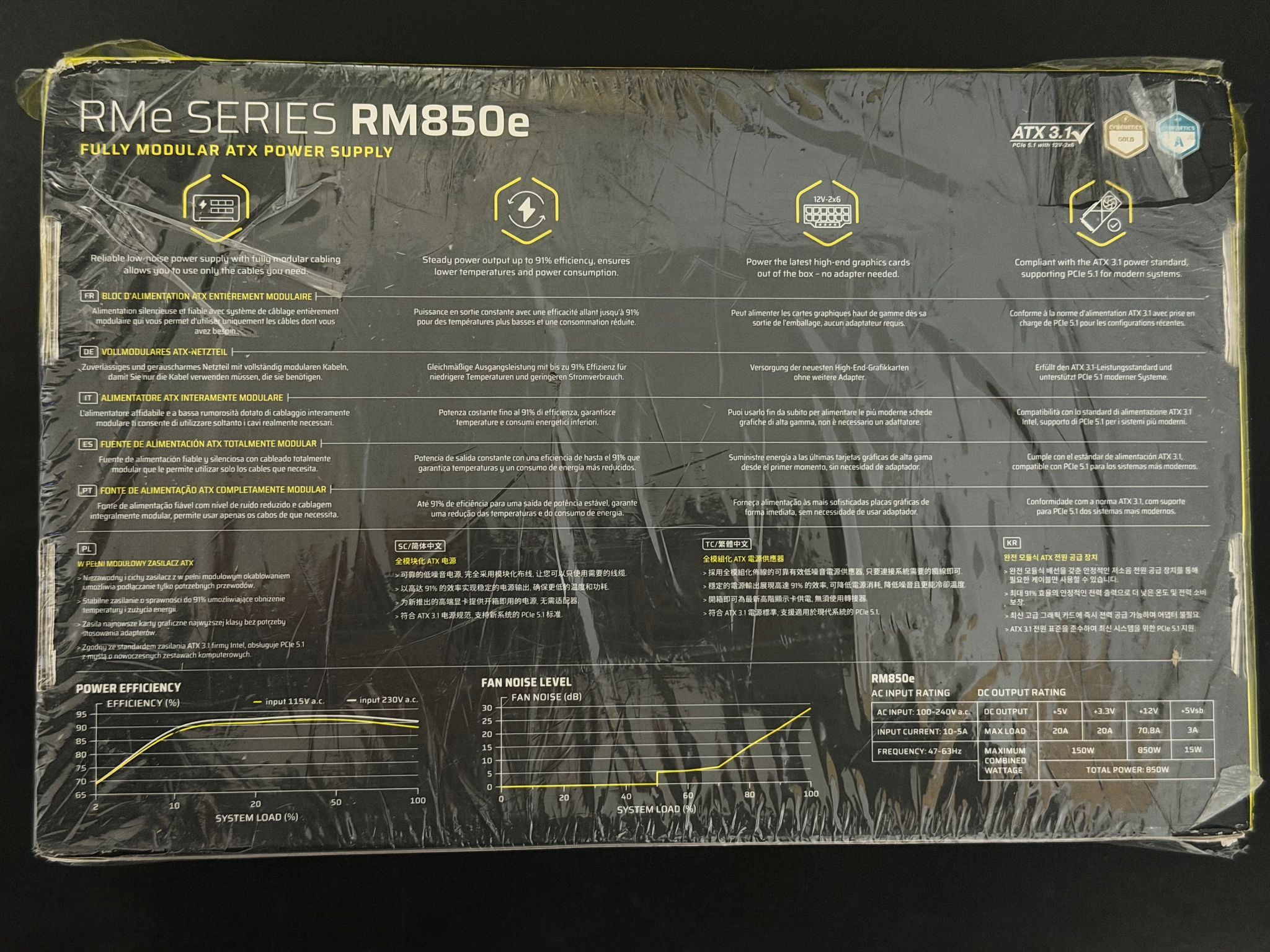 New Corsair RM850e 850W 80+ Gold Fully Modular ATX Power Supply (Black) – Sealed Retail Box