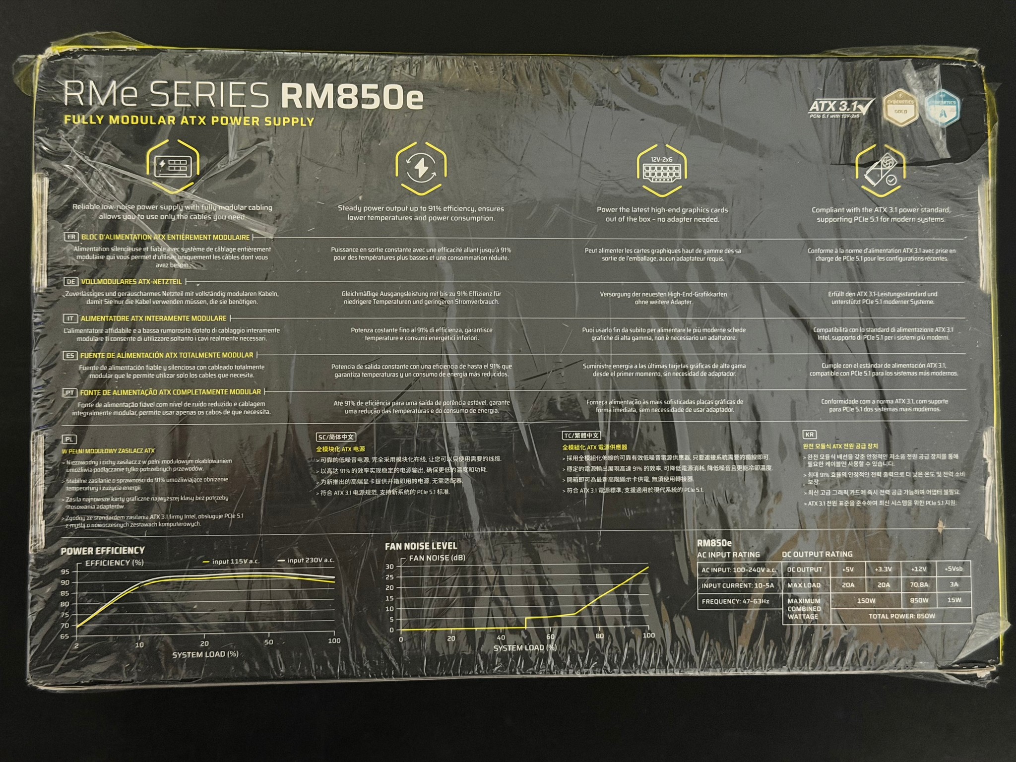 New Corsair RM850e 850W 80+ Gold Fully Modular ATX Power Supply (Black) – Sealed Retail Box
