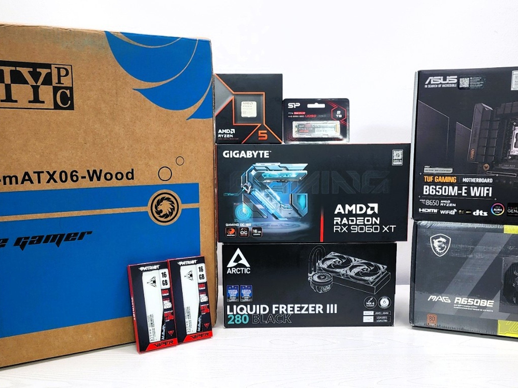 ALL NEW Dark Wood - NO-RGB - Liquid Cooled 1440P Gaming PC - 9600X - 9060XT (16GB) - 32GB - 2TB