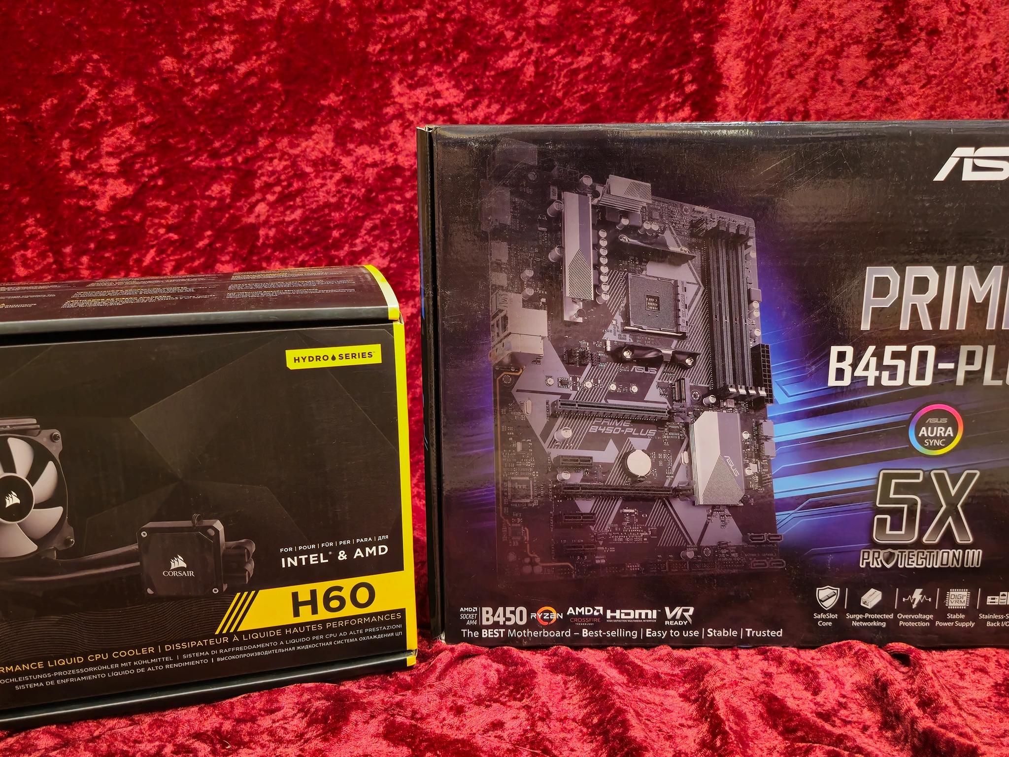 Asus Prime B450-Plus, Ryzen 5 2600x & CorsAir H60