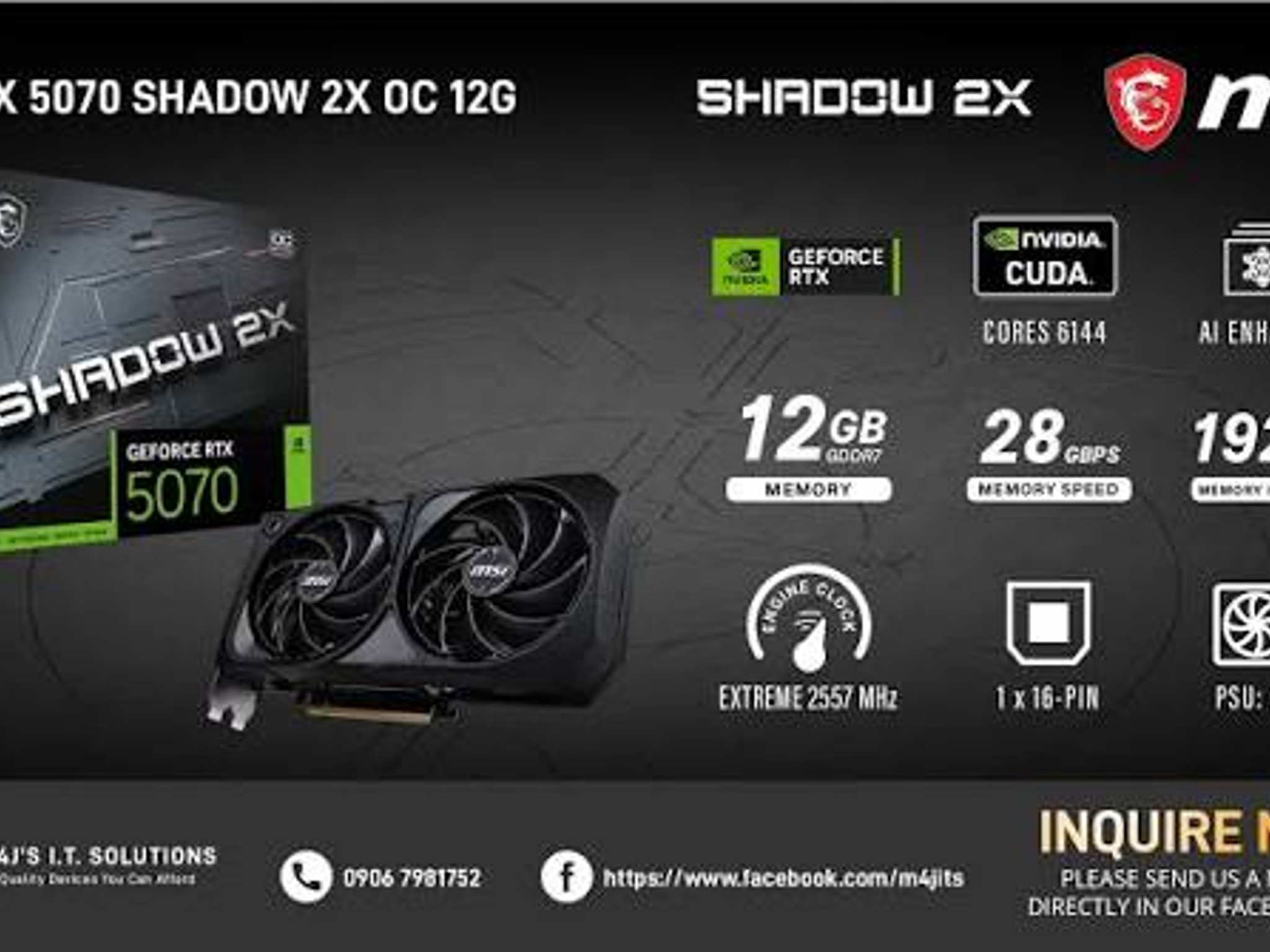 MSI GeForce RTX 5070 12G SHADOW 2X OC