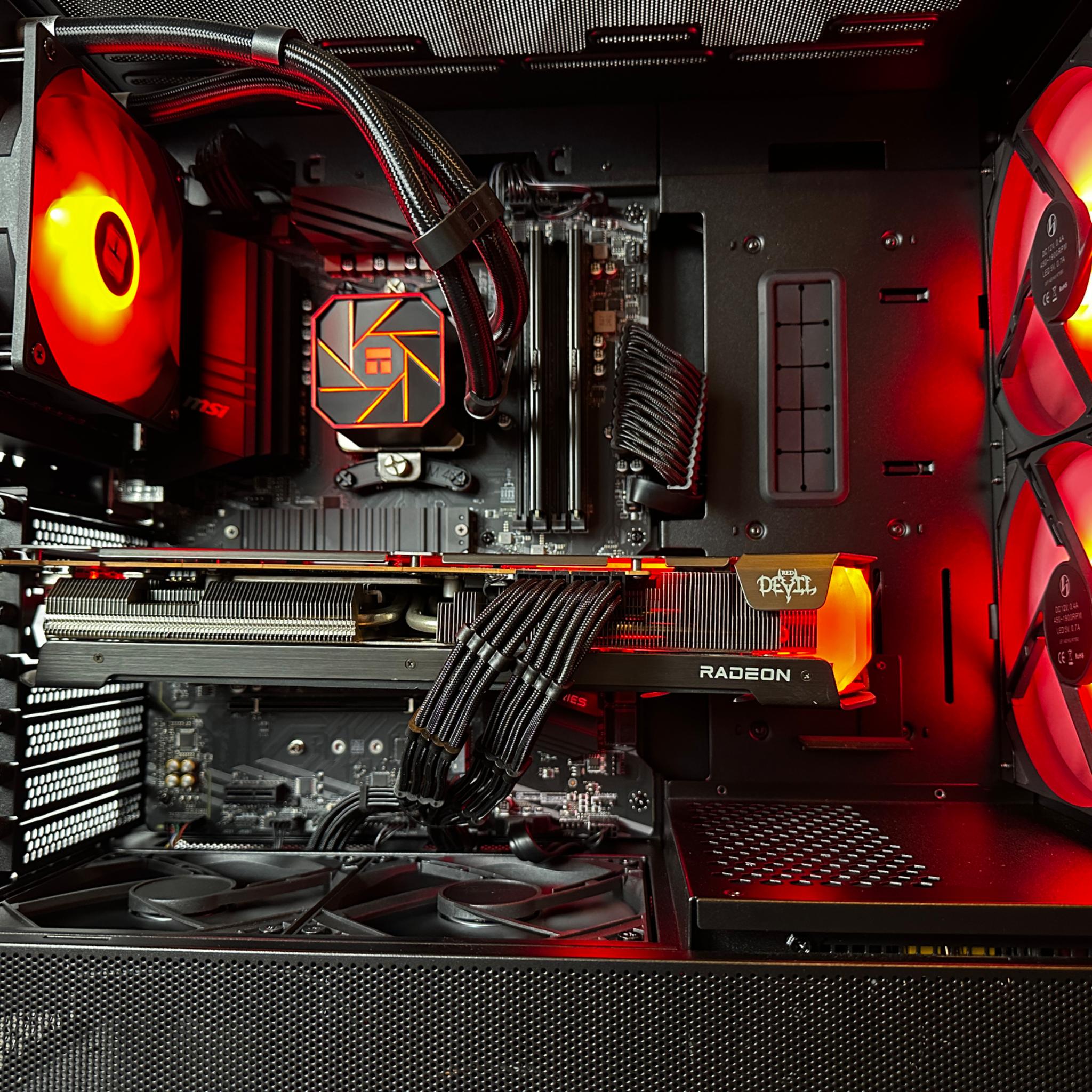 ⚫️"Red Devil"👹 1440P Gaming PC | Ryzen 5 5600x 6C/12T | Radeon 6700xt | 32GB DDR4 | 1TB M.2 SSD |