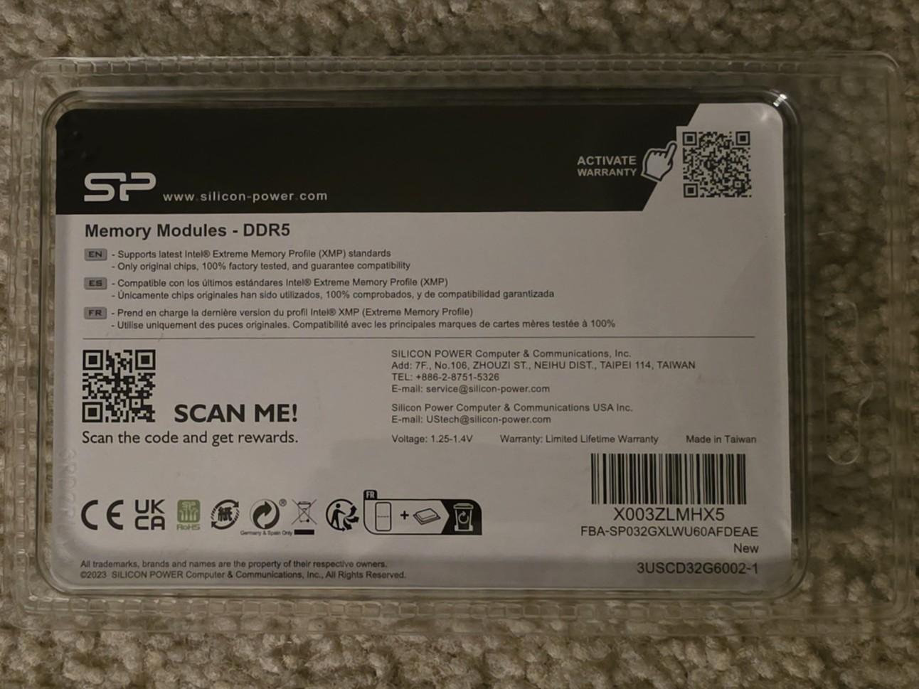 Silicon Power Pulse 32GB (2 x 16GB) DDR5 6000MHz CL30-38-38-96 Black Brand New Sealed