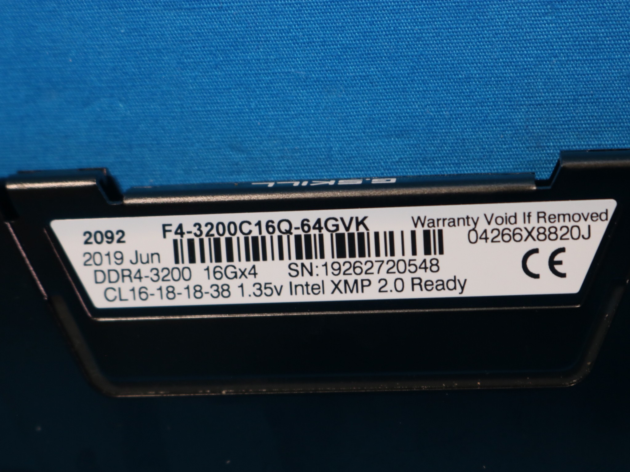 G.Skill RipJaws V 32GB (2x16GB) DDR4-3200MHz CL16 1.35V Desktop RAM F4-3200C16Q-64GVK