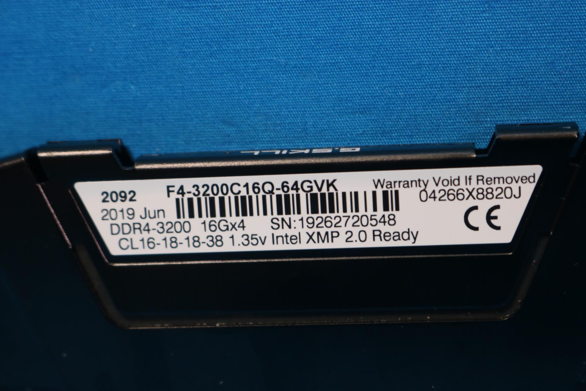G.Skill RipJaws V 32GB (2x16GB) DDR4-3200MHz CL16 1.35V Desktop RAM F4-3200C16Q-64GVK
