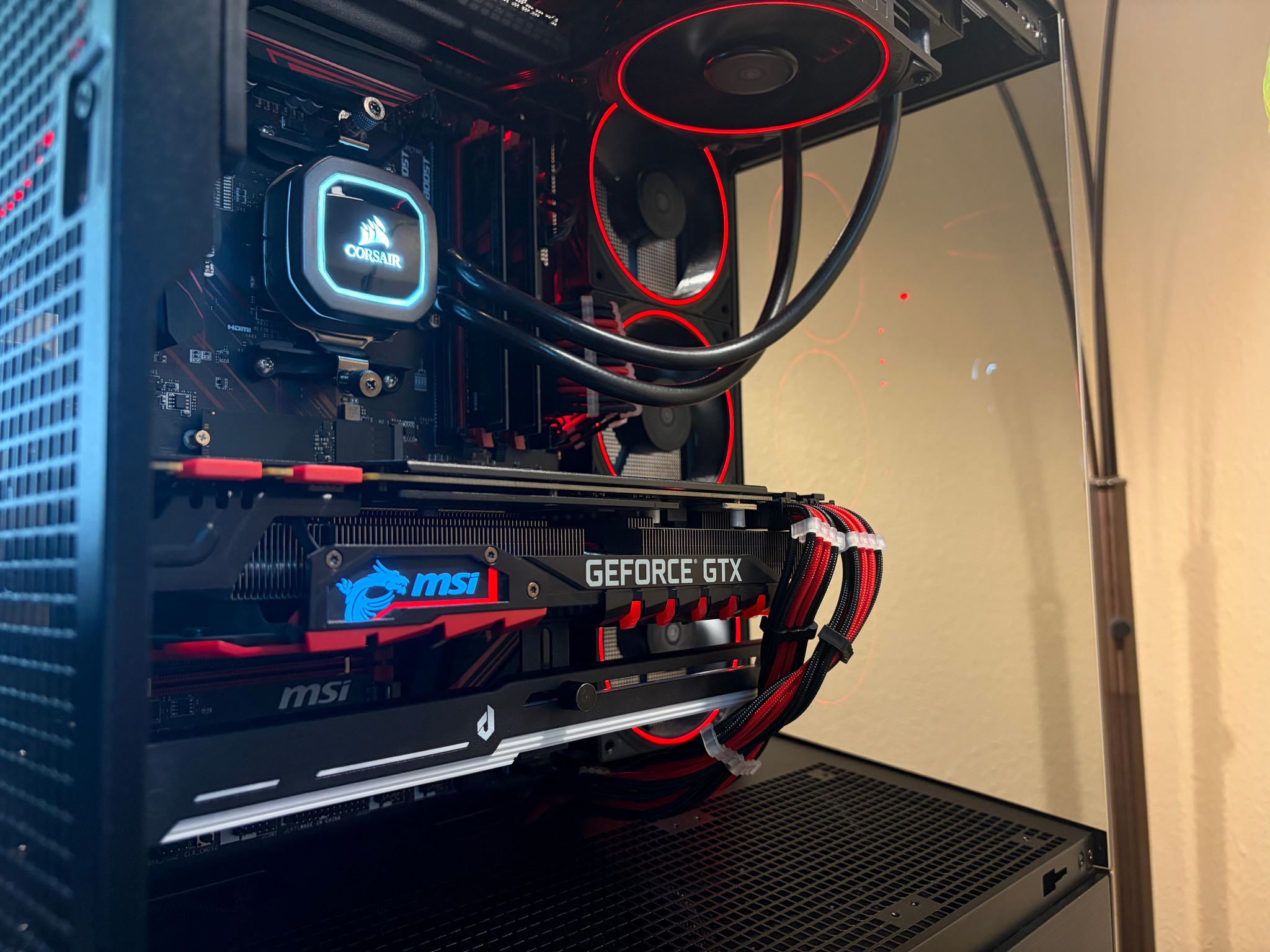 Black/Red Gaming PC - GTX 1080 Ti | Ryzen 5 5500 | 16gb RAM | 512gb NVMe | Windows 11 | WiFi + BT