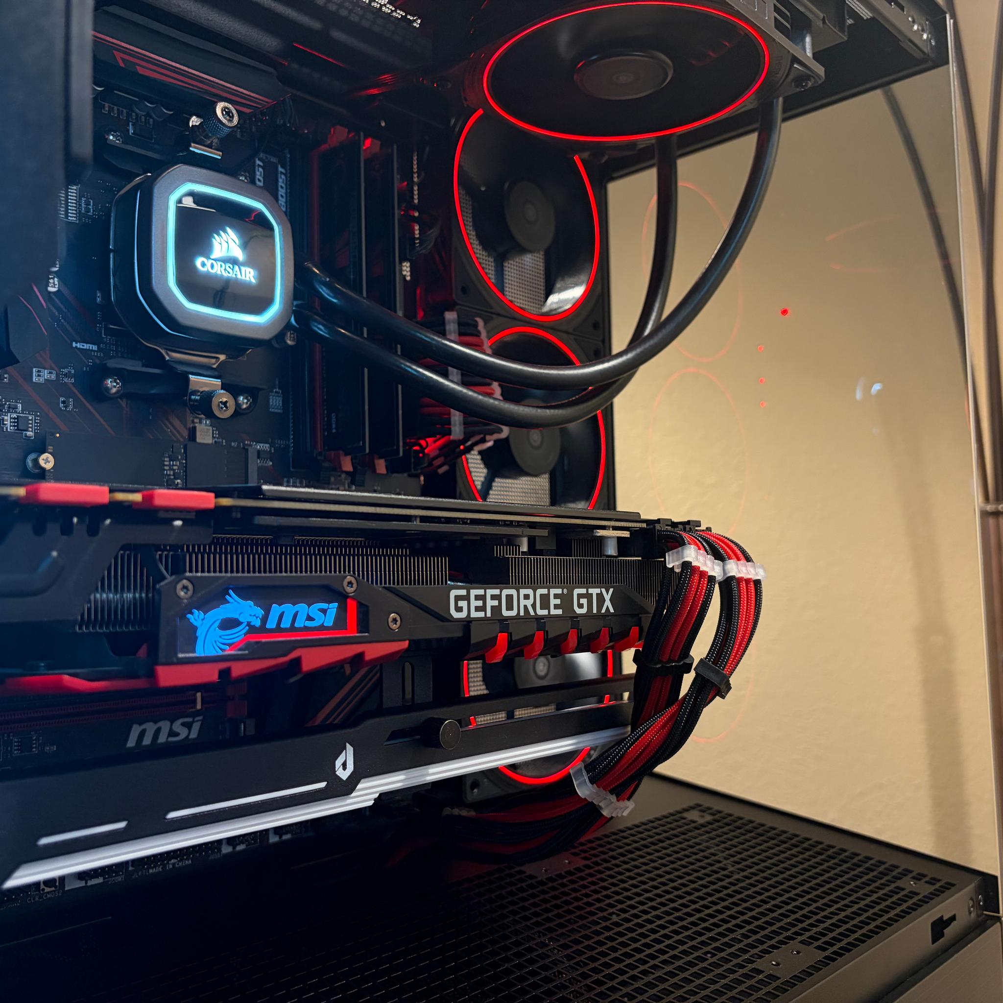 Black/Red Gaming PC - GTX 1080 Ti | Ryzen 5 5500 | 16gb RAM | 512gb NVMe | Windows 11 | WiFi + BT