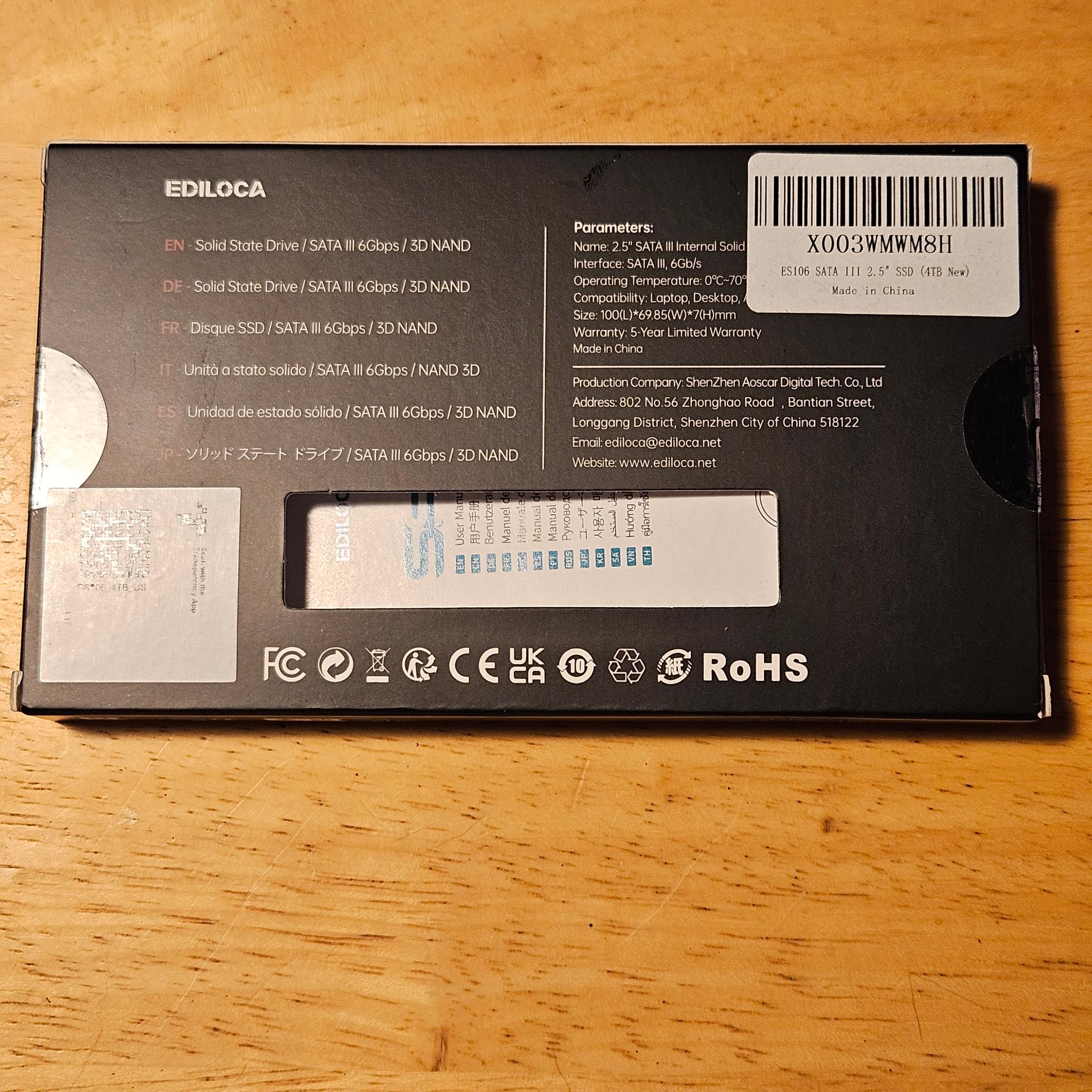 Ediloca 4TB SATA III 2.5 inch TLC SSD
