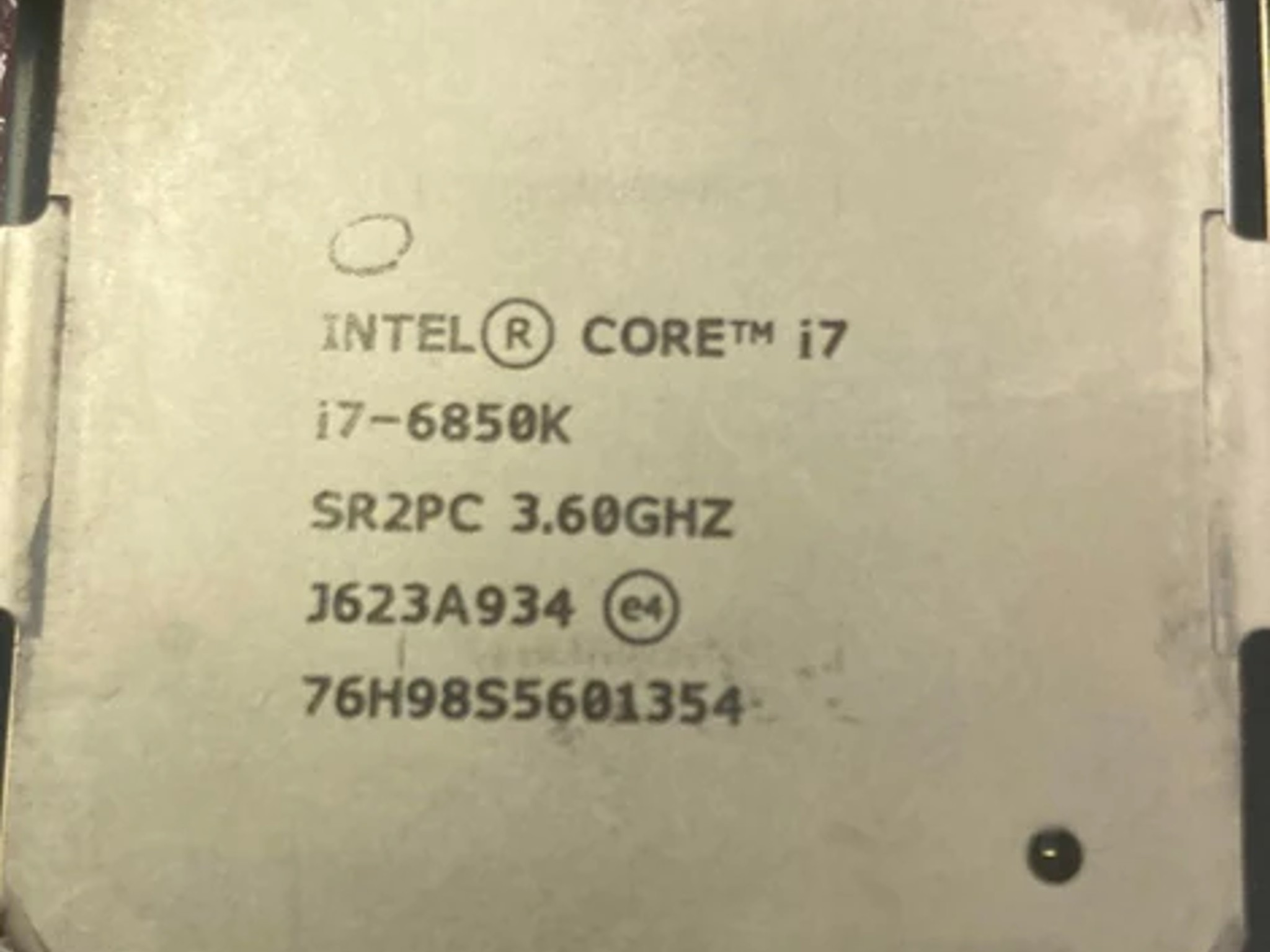 i7-6850k 6 core @ 3.6 ghz. LGA 2011-v3