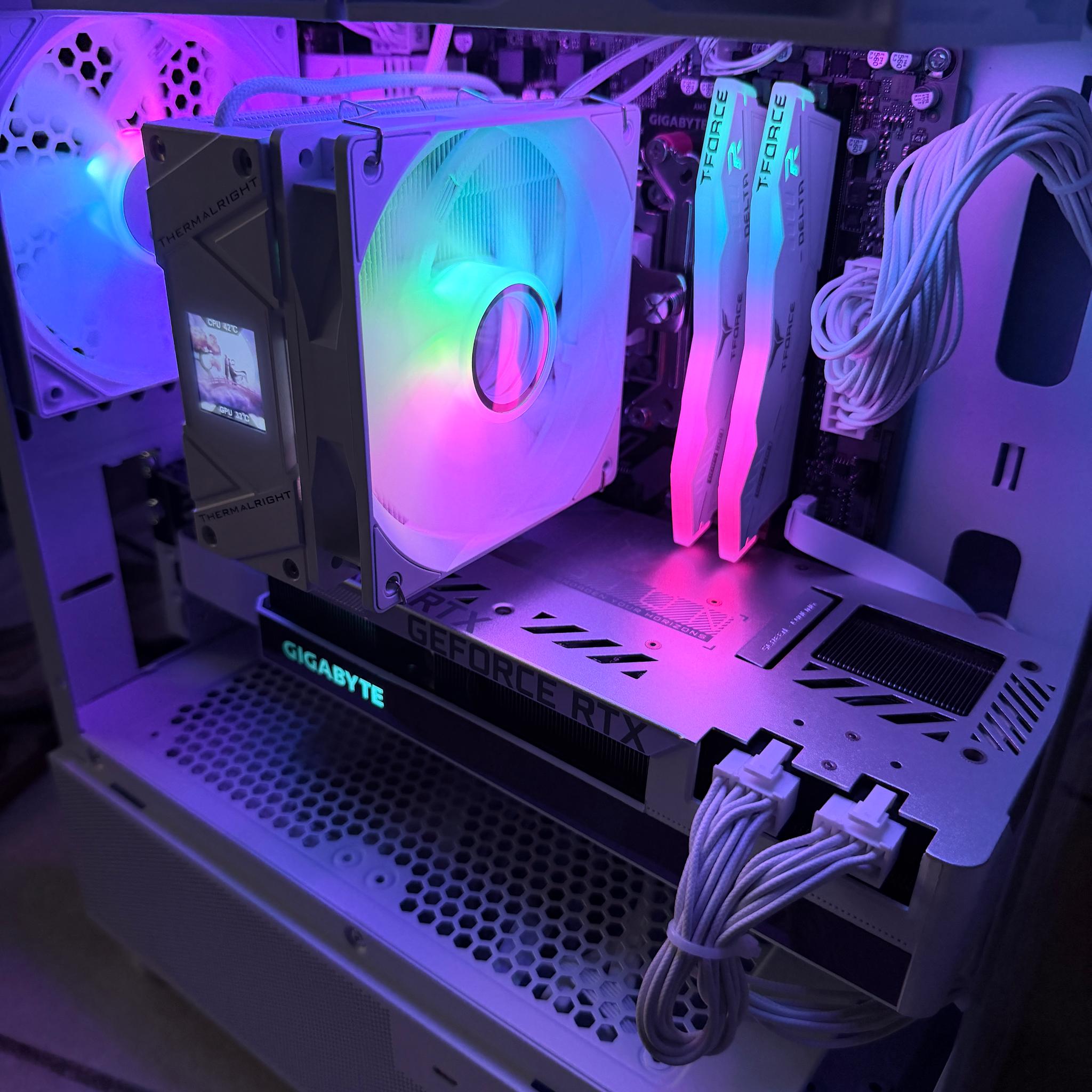 WHITE 3080 Gaming PC | RTX 3080 | 16GB DDR5 | 9600x | 1TB Storage | LCD DISPLAY Cooler