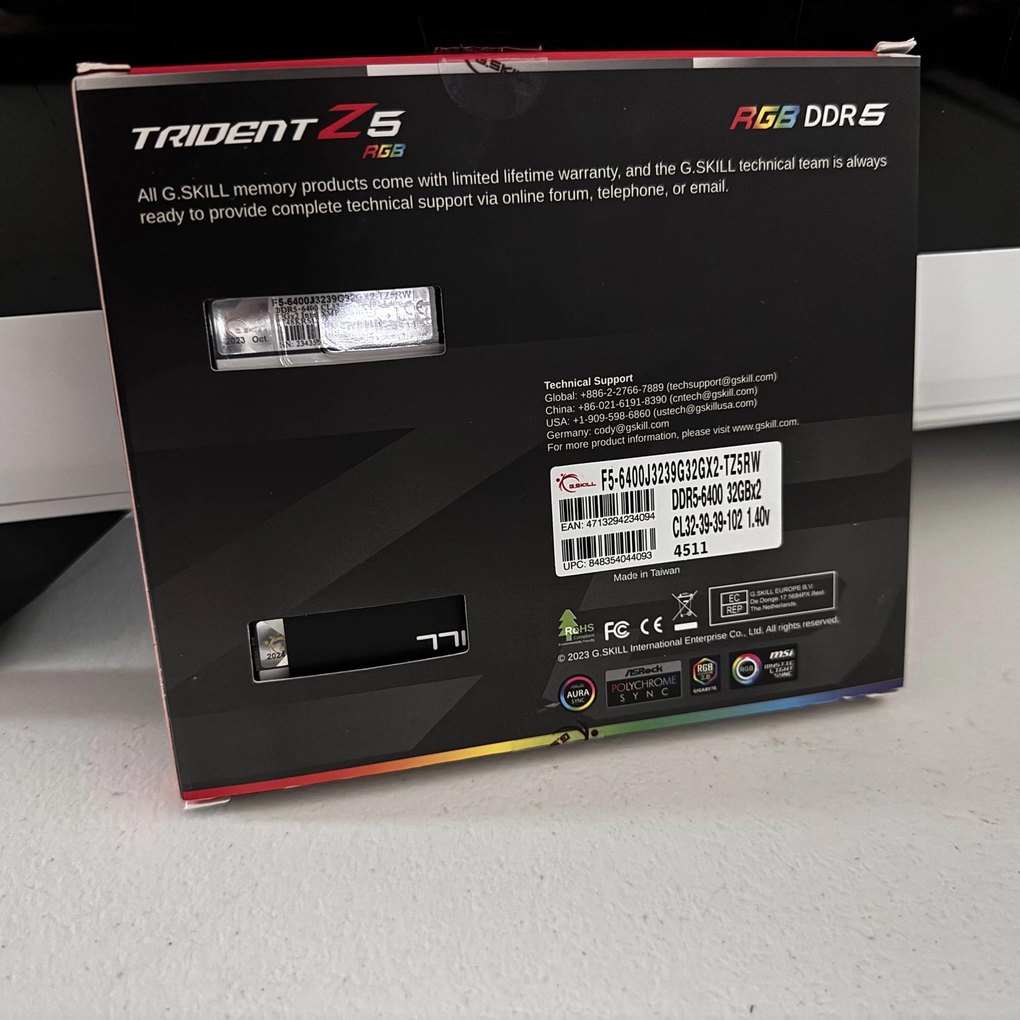 G.SKILL Trident Z5 RGB Series DDR5 RAM 64GB (2x32GB) 6400MT/s CL32