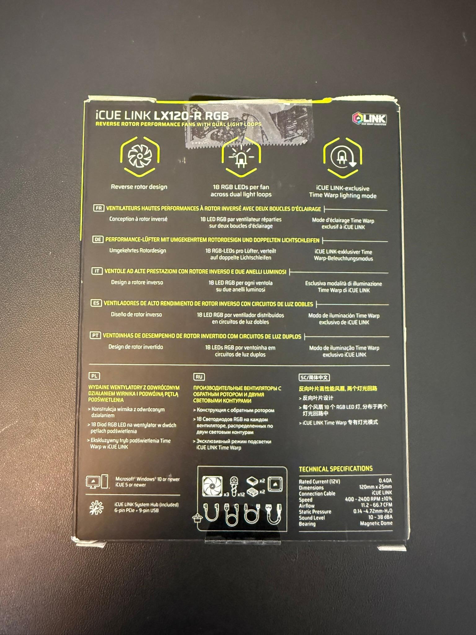 Corsair iCUE LINK LX120-R RGB 120mm Fans (3-Pack) | Excellent Condition | Box Included