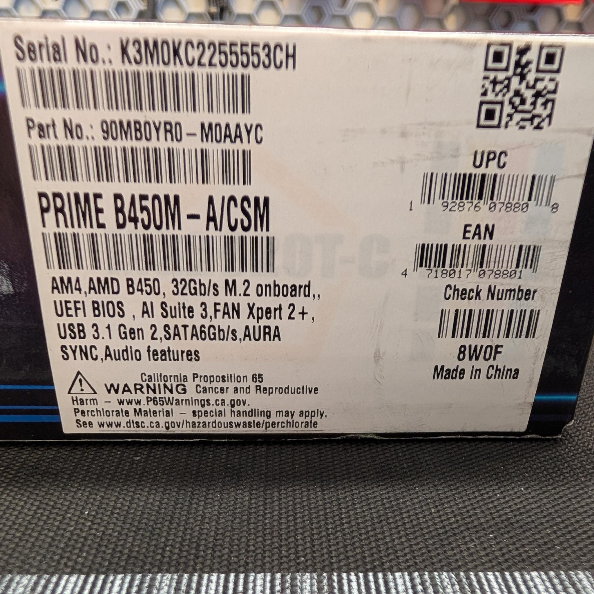 ASUS PRIME B450M-A/CSM AM4 Micro-ATX Motherboard