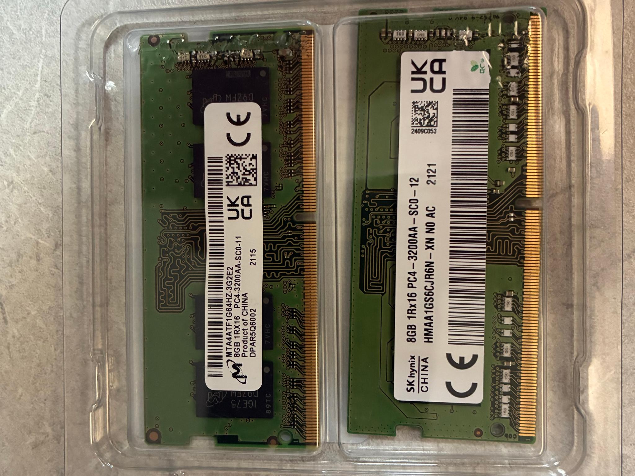 2x8GB Mixed RAM, 3200MHz SODIMM