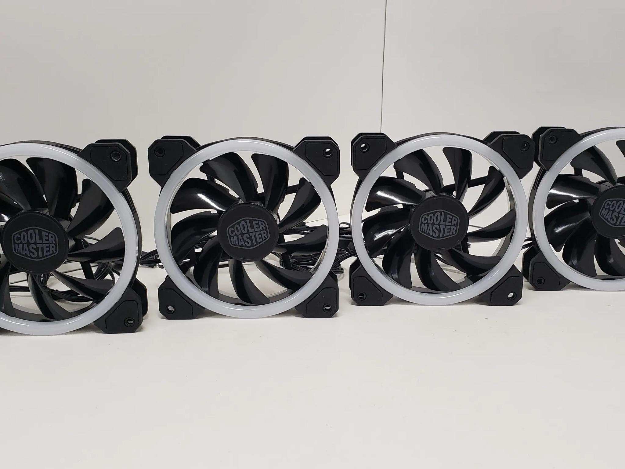Cooler Master 120mm ARGB case fans, 3-pin, 1200 RPM, 12V/0.6A - LOT of 4 fans