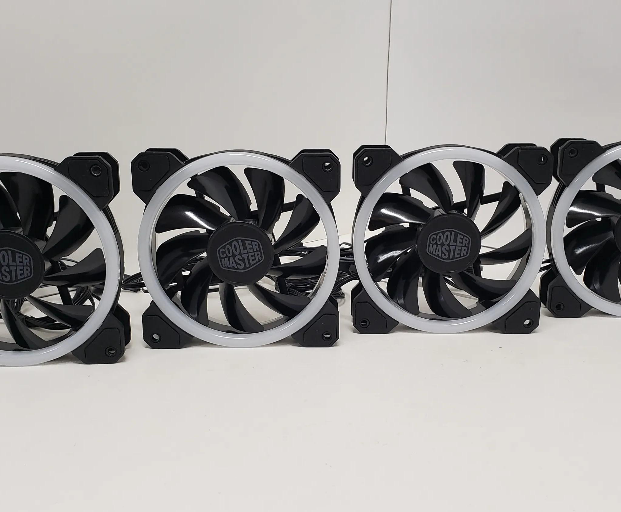 Cooler Master 120mm ARGB case fans, 3-pin, 1200 RPM, 12V/0.6A - LOT of 4 fans