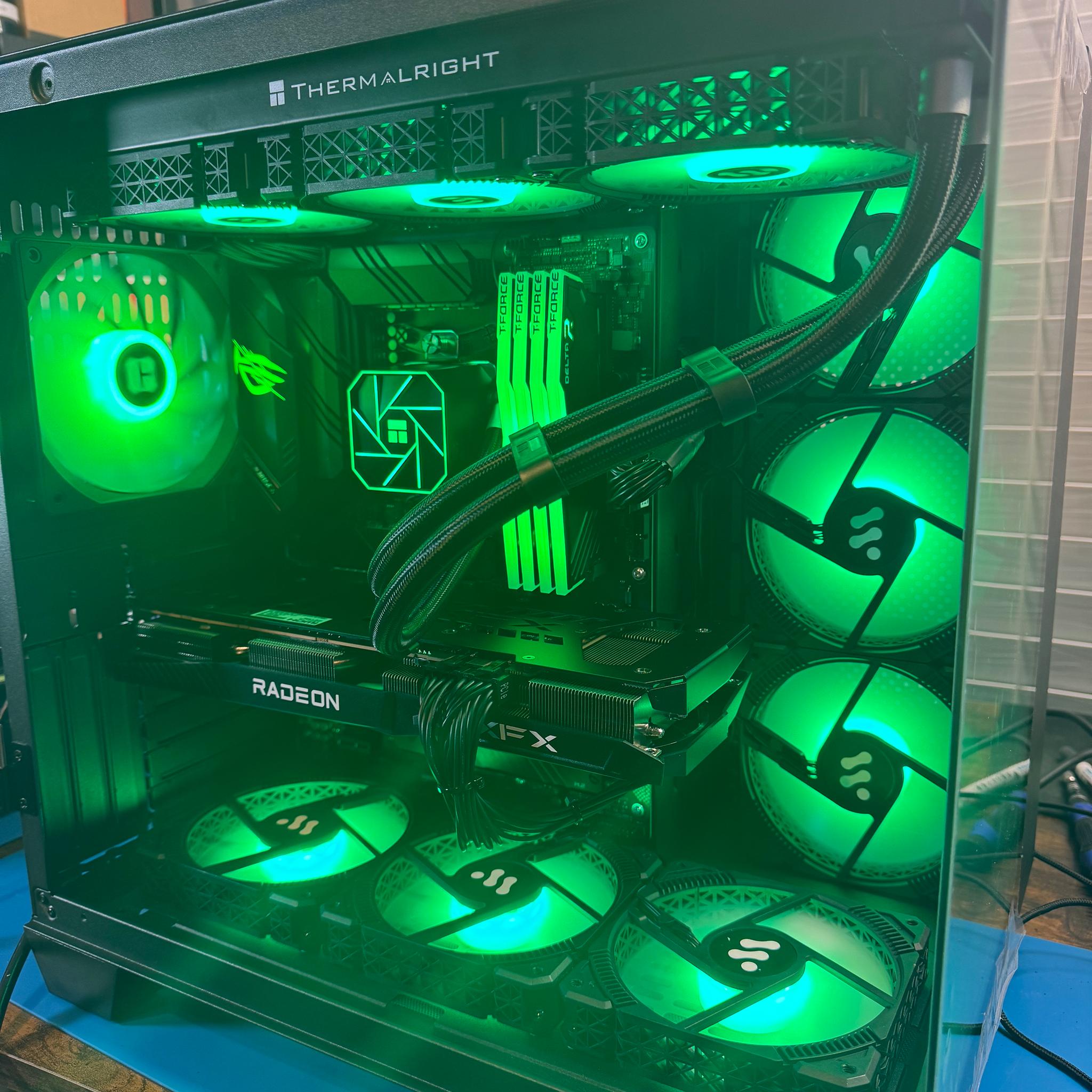 Custom 1440P Gaming PC 10 ARGB Case Fans 32Gb RAM 1Tb M.2 SSD RX 6700XT