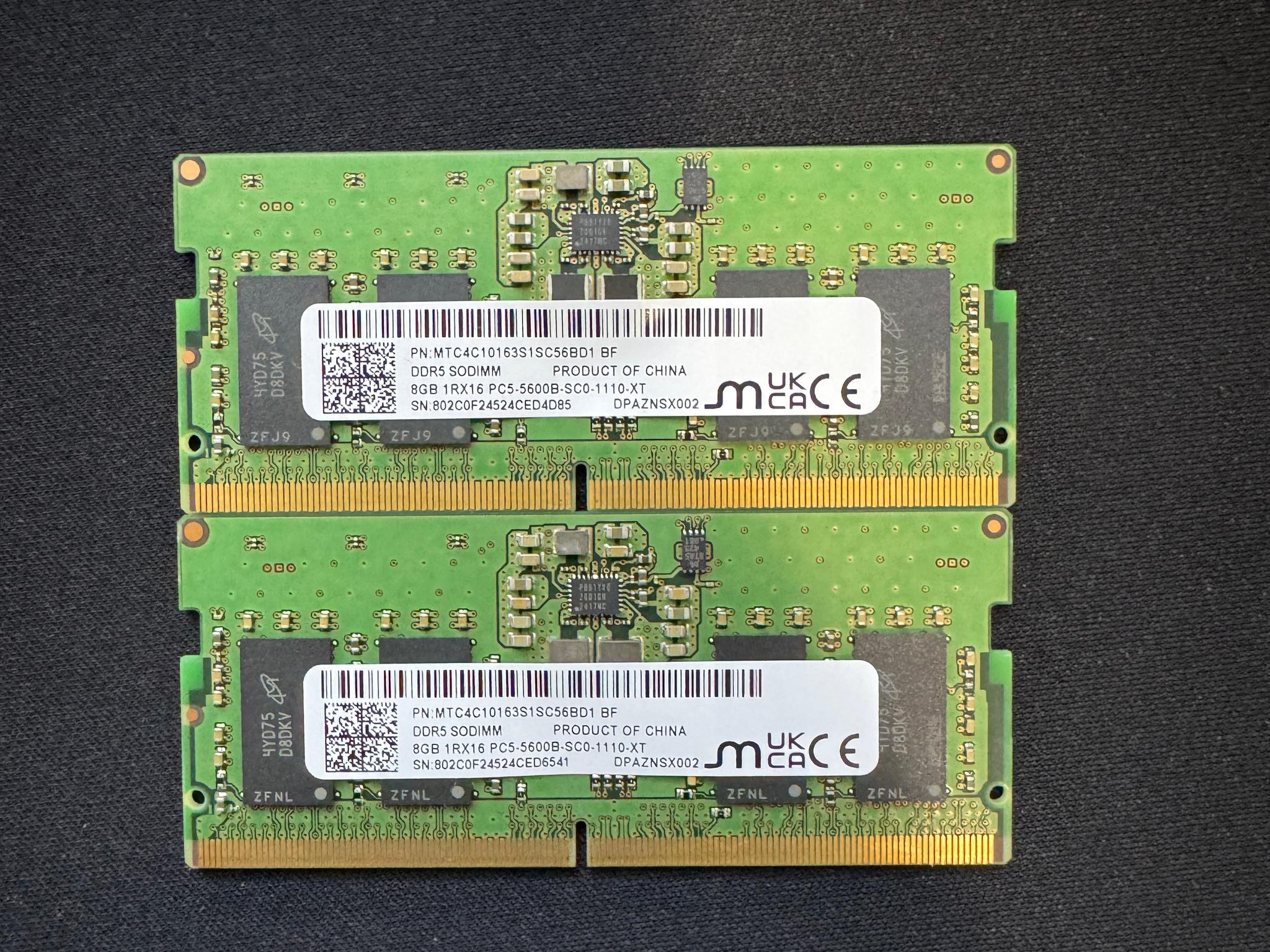 Micron - Original 8GB (1x8GB) DDR5 5600MHz PC5-44800 SODIMM - MTC4C10163S1SC56BD1